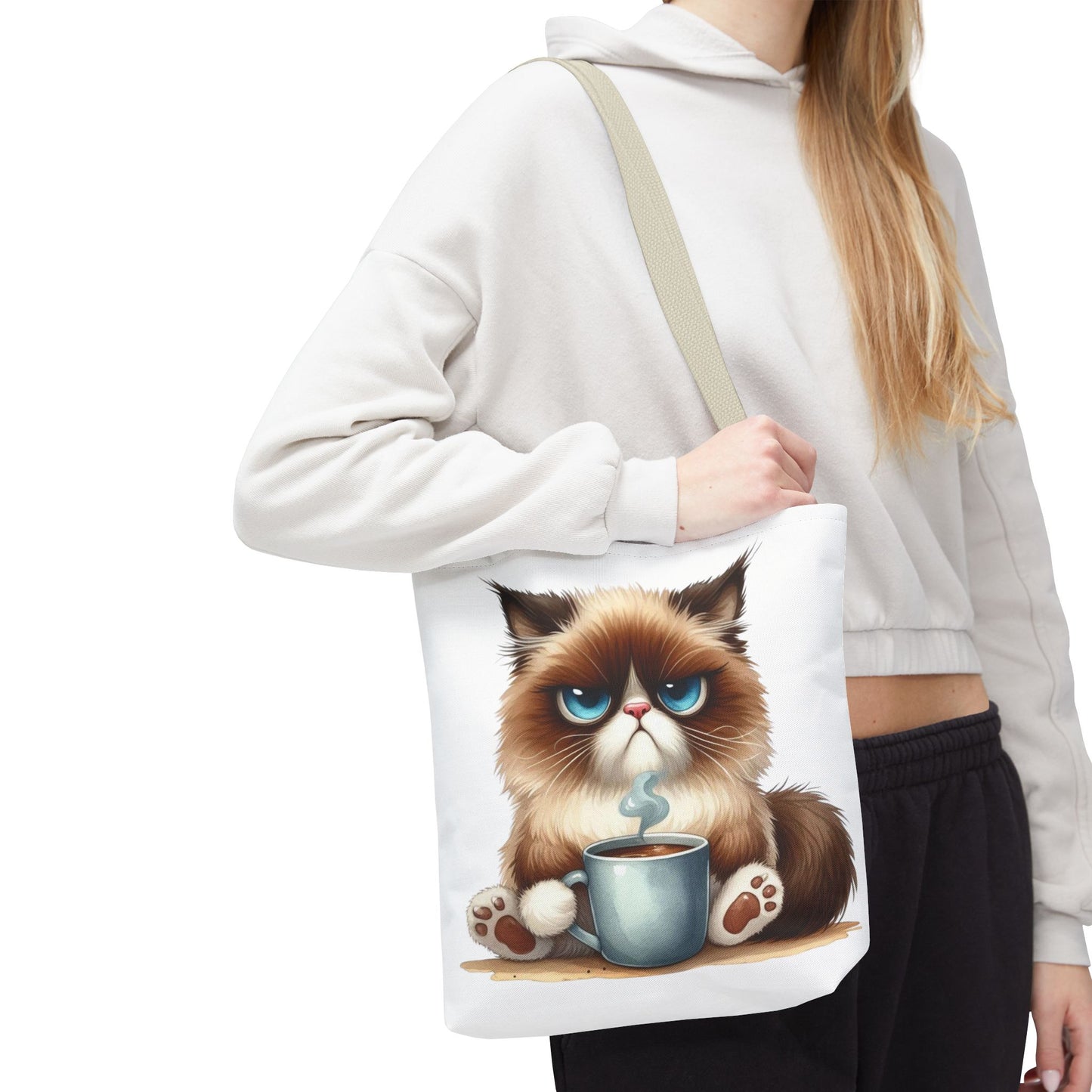 Bolsa de mano personalizada de Grumpy Cat con nombre personalizado: regalo divertido y sarcástico para amantes de los gatos. Bolsa única y práctica para uso diario. Bolsa de mano de Grumpy Cat: perfecta para amantes de los gatos y almas sarcásticas.