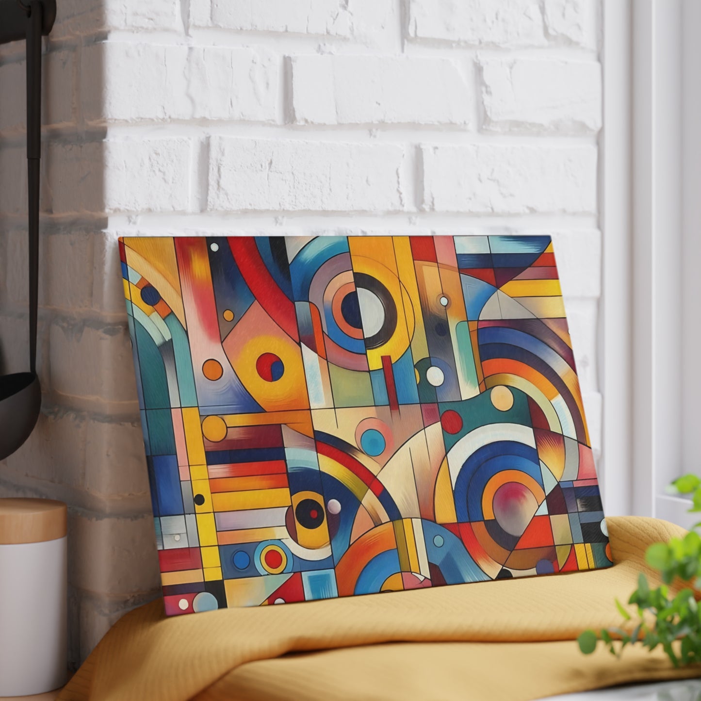 Tabla de cortar - Diseño abstracto multicolor, tabla de cortar de vidrio templado, tabla para charcutería, tabla de cortar, regalo de inauguración de la casa, tabla de cortar personalizada, rústica