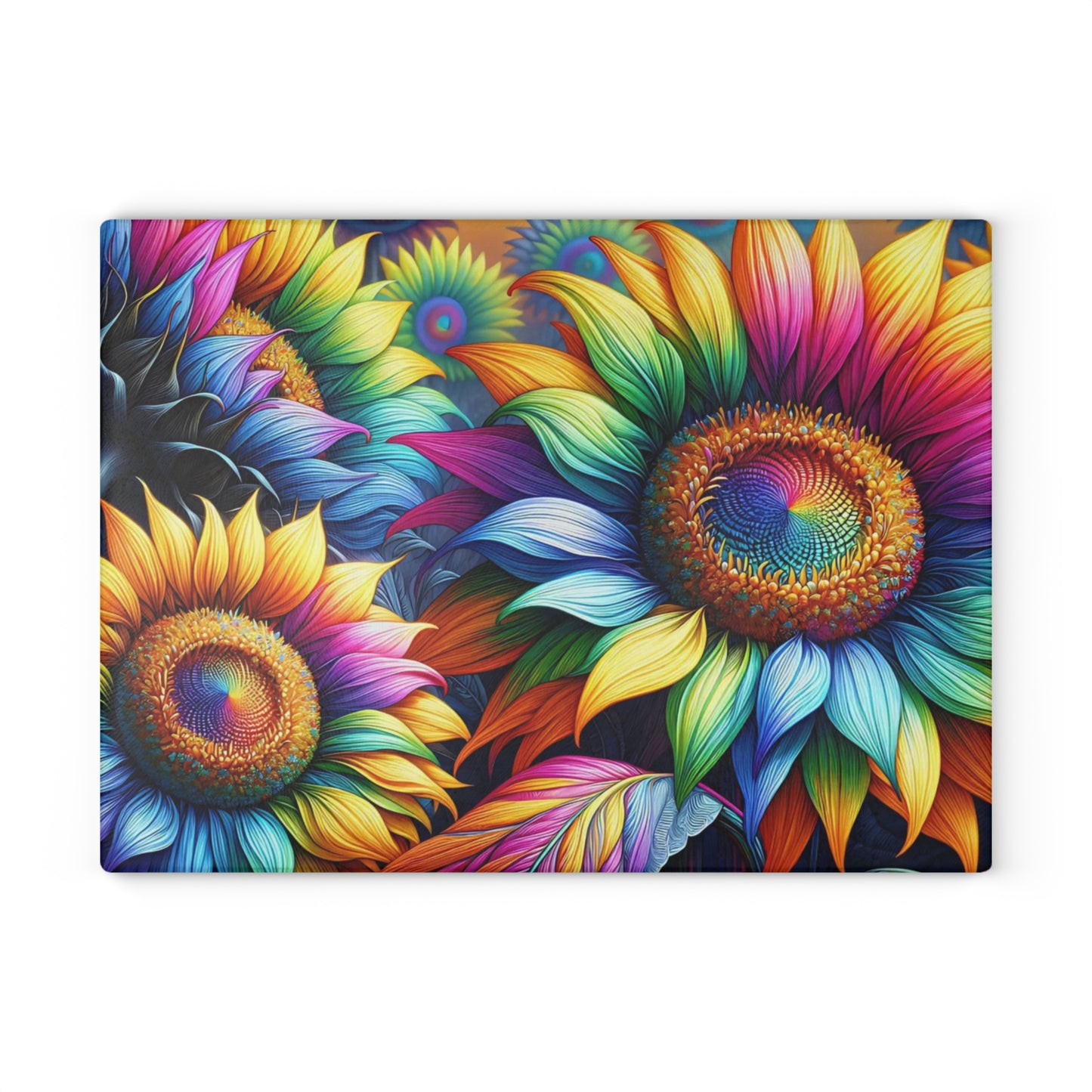 🌻🌈 Rainbow Sunflower Cutting Board – Vibrant Farmhouse Charm for Your Kitchen 🌈🌻