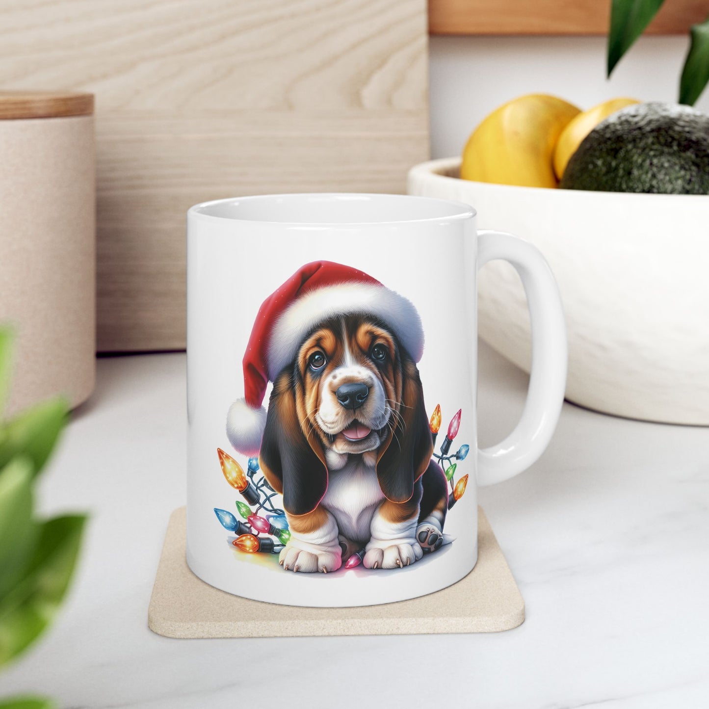 🎄 Basset Hound Christmas Mug – Festive Floppy Ears & Holiday Cheer 🐾
