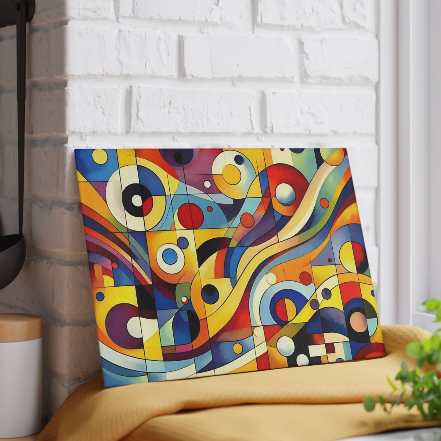 Tabla de cortar - Diseño abstracto multicolor, tabla de cortar de vidrio templado, tabla para charcutería, tabla de cortar, regalo de inauguración de la casa, tabla de cortar personalizada, rústica