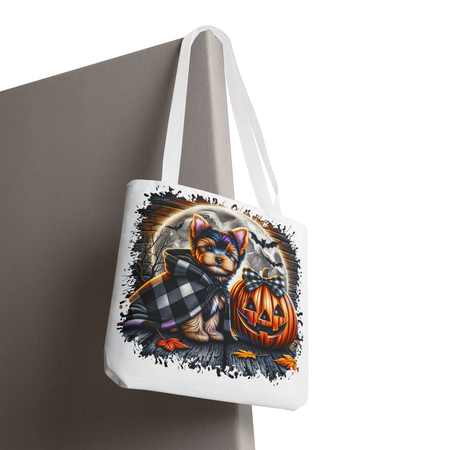 ๐ Yorkie Halloween Tote Bag โ Spooky Cute & Plaid Perfect ๐พ๐ค๐