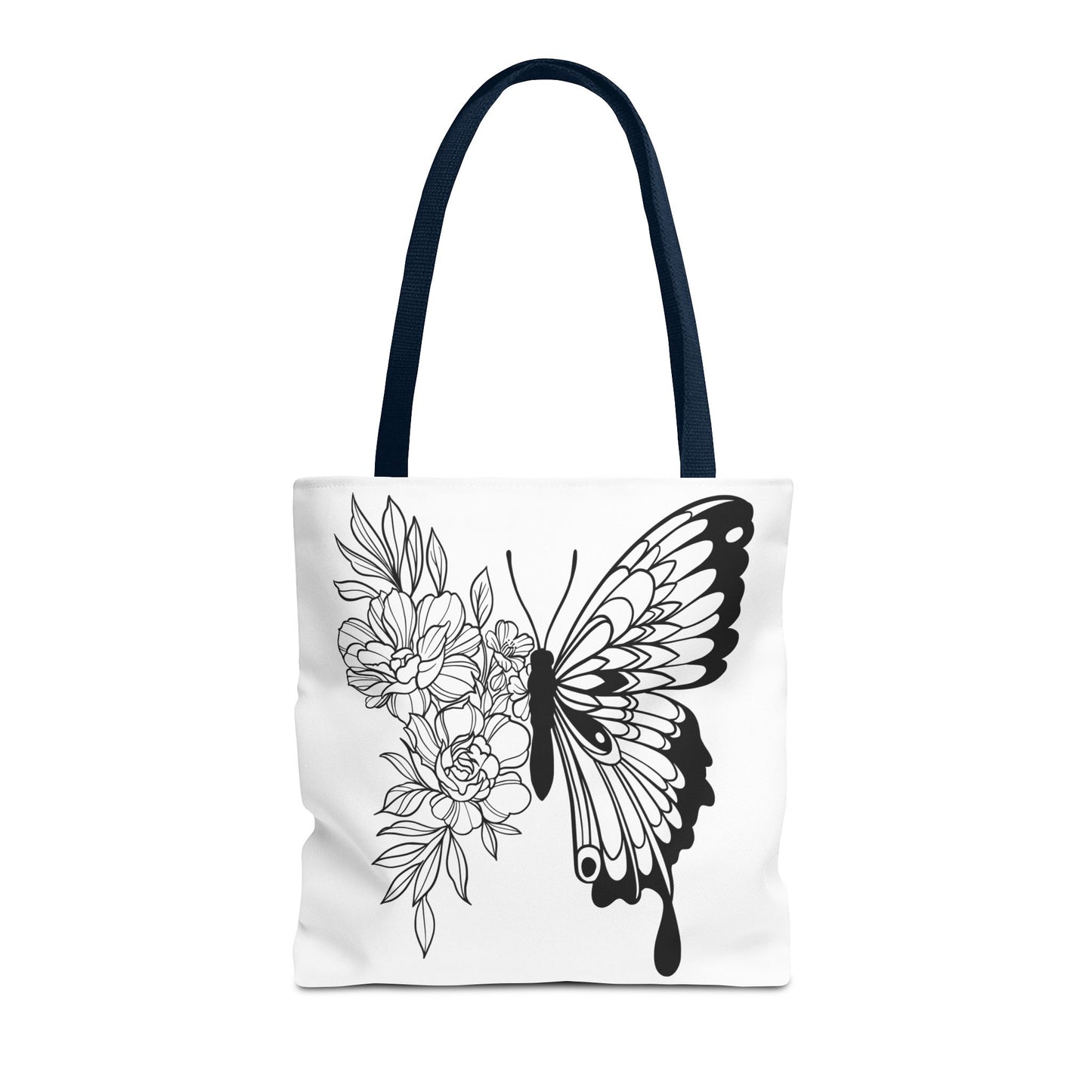🦋 Black & White Butterfly Floral Tote Bag – Elegant Simplicity in Every Carry 🌸👜