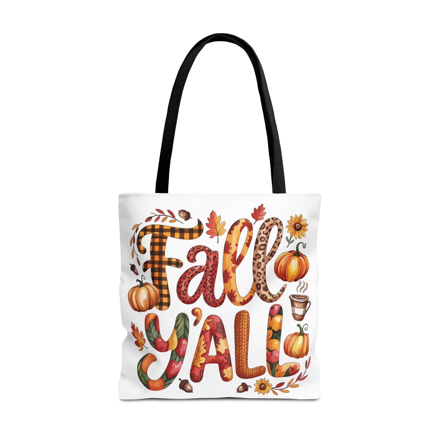 🎃 Fall Y’all Tote Bag – Bold Prints, Cozy Coffee & Pumpkin Cheer 🍂