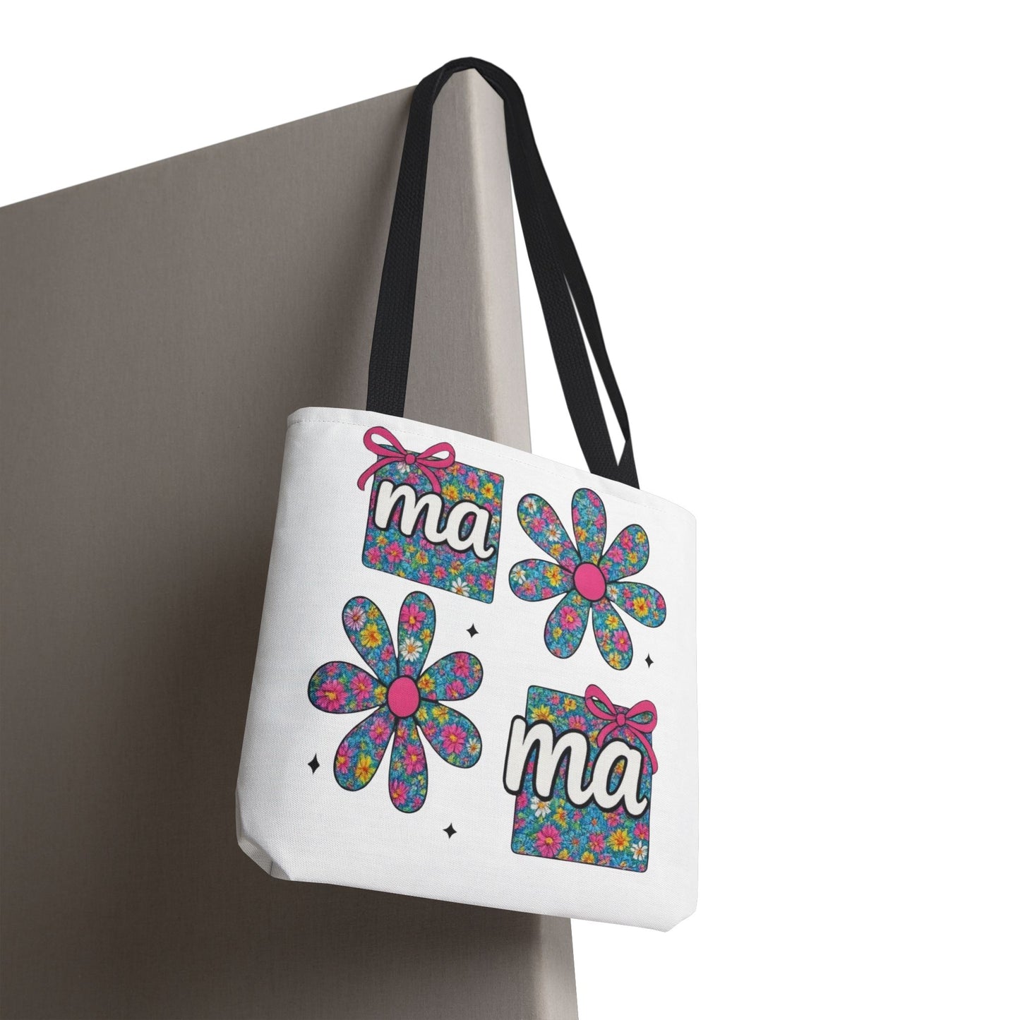 Bolso Tote Floral "ma": Un Accesorio Divertido y Brillante para Mamá