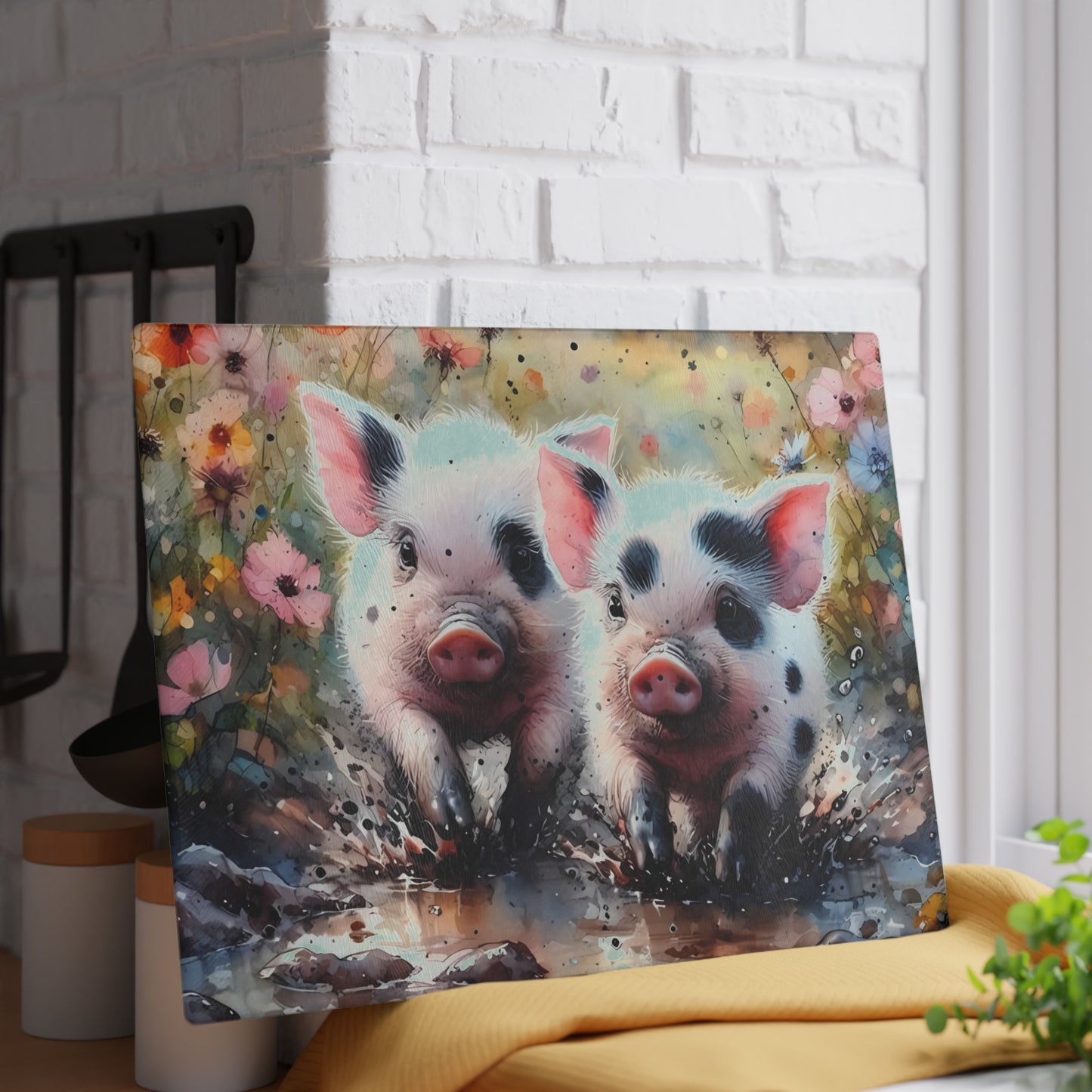 🐷🌼 Spotted Piglets Cutting Board – Playful Farmhouse Charm for Your Kitchen 🌼🐷