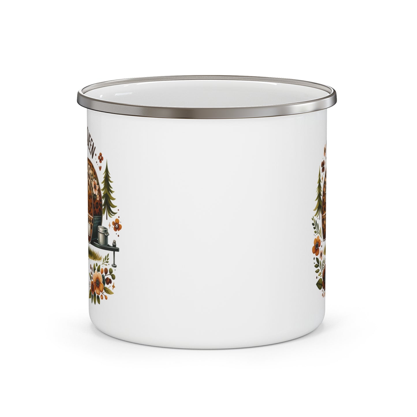 Taza elegante de esmalte para acampar: perfecta para amantes de la naturaleza, amantes de las actividades al aire libre y reuniones alrededor de fogatas. Regalo de camping, taza de camping, decoración bohemia, reina del camping.