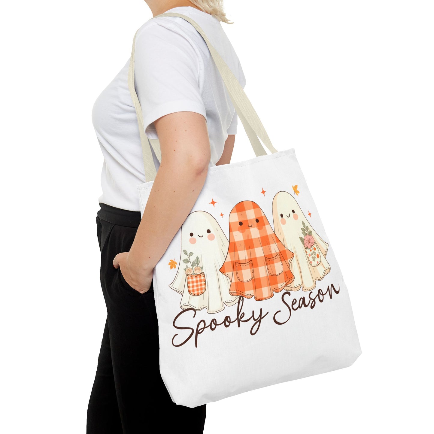 ๐ป Spooky Season Ghost Friends Tote Bag โ Cozy Fall Vibes with a Cute Twist ๐๐