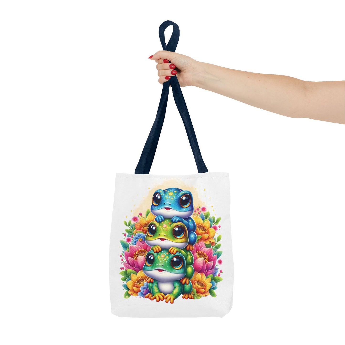 ๐ธ Stacked Frogs Floral Tote Bag โ Colorful Whimsy for Every Day ๐ธ๐
