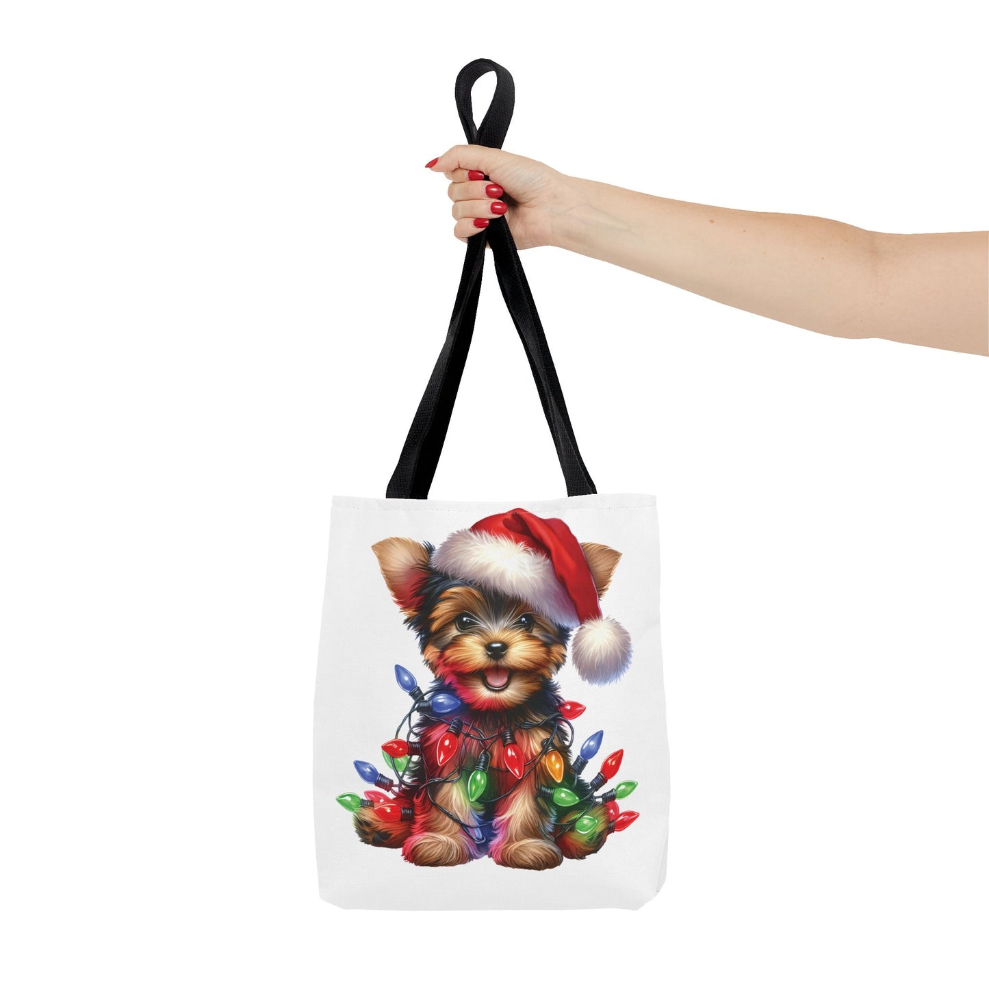 🎄 Yorkie Christmas Lights Tote Bag – Holiday Cheer in Every Carry 🎁