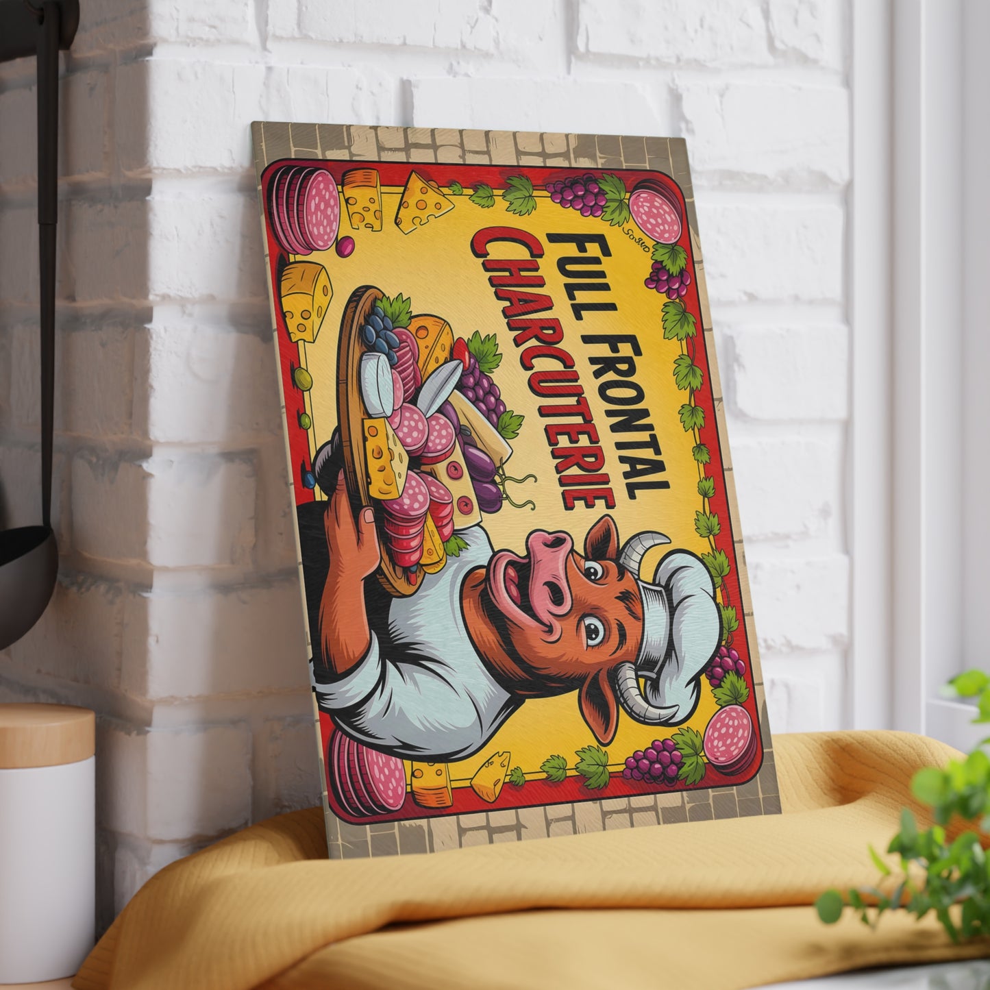 🐂 Full Frontal Charcuterie Cutting Board – Funny Bull Chef Kitchen Decor for Meat & Cheese Lovers