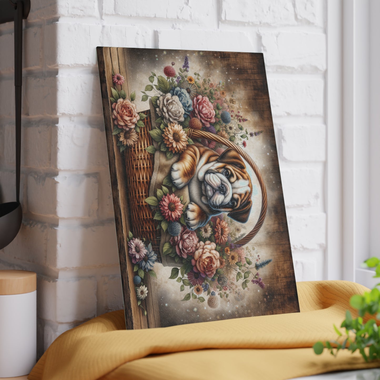 ๐ถ๐ธ Bulldog in Basket Cutting Board โ Rustic Charm for Your Kitchen ๐ผ