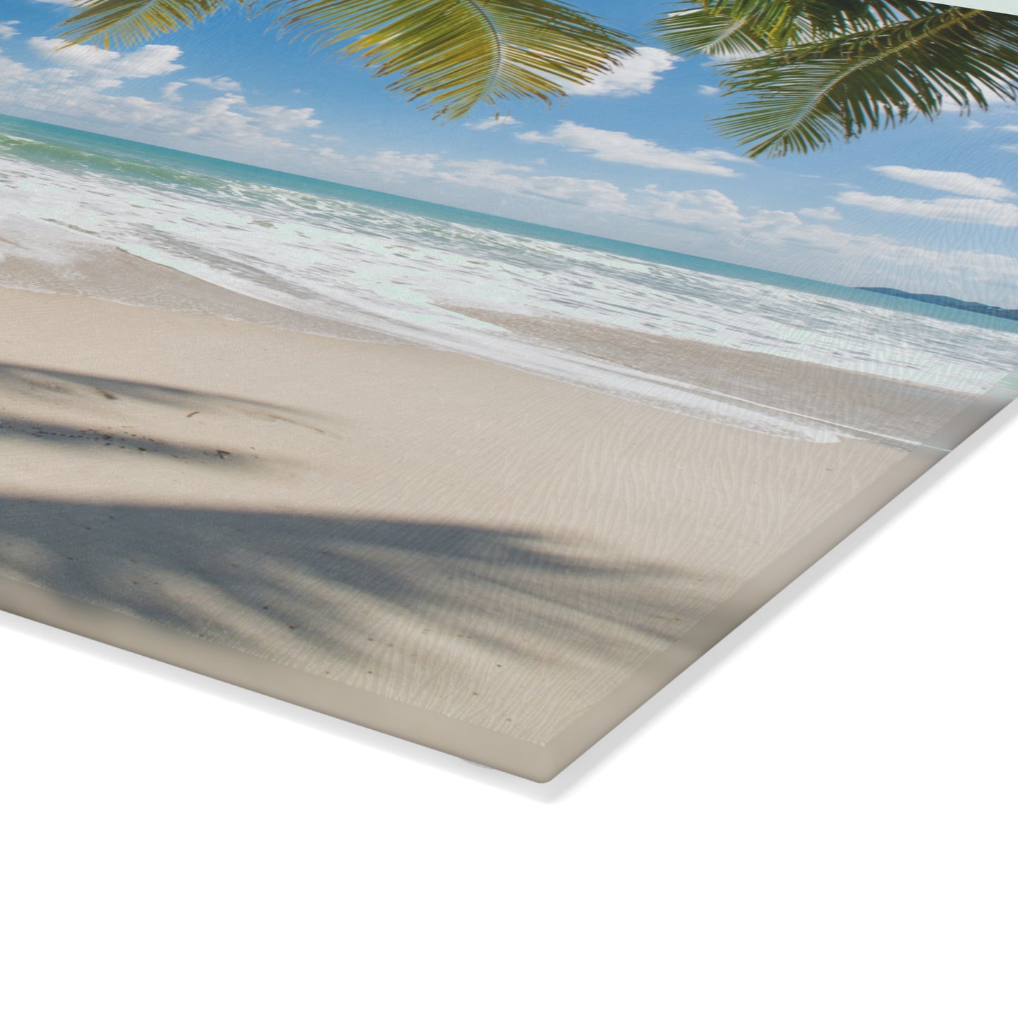 Beach & Palm Trees Glass Cutting Board – Coastal Kitchen Decor