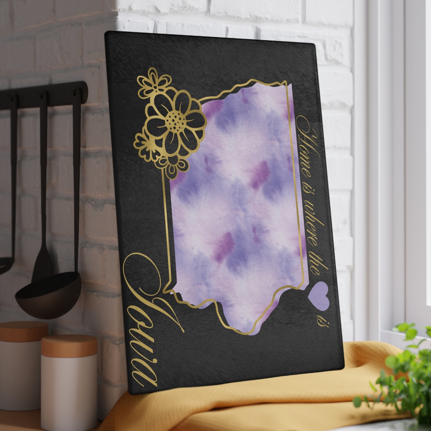 💜 Iowa State Cutting Board – Lavender Love with Midwest Charm