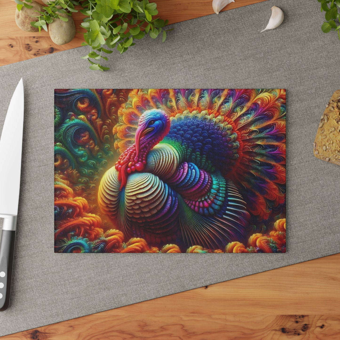 🦃 Rainbow Turkey Cutting Board – Festive Flair for Your Fall Kitchen 🍂