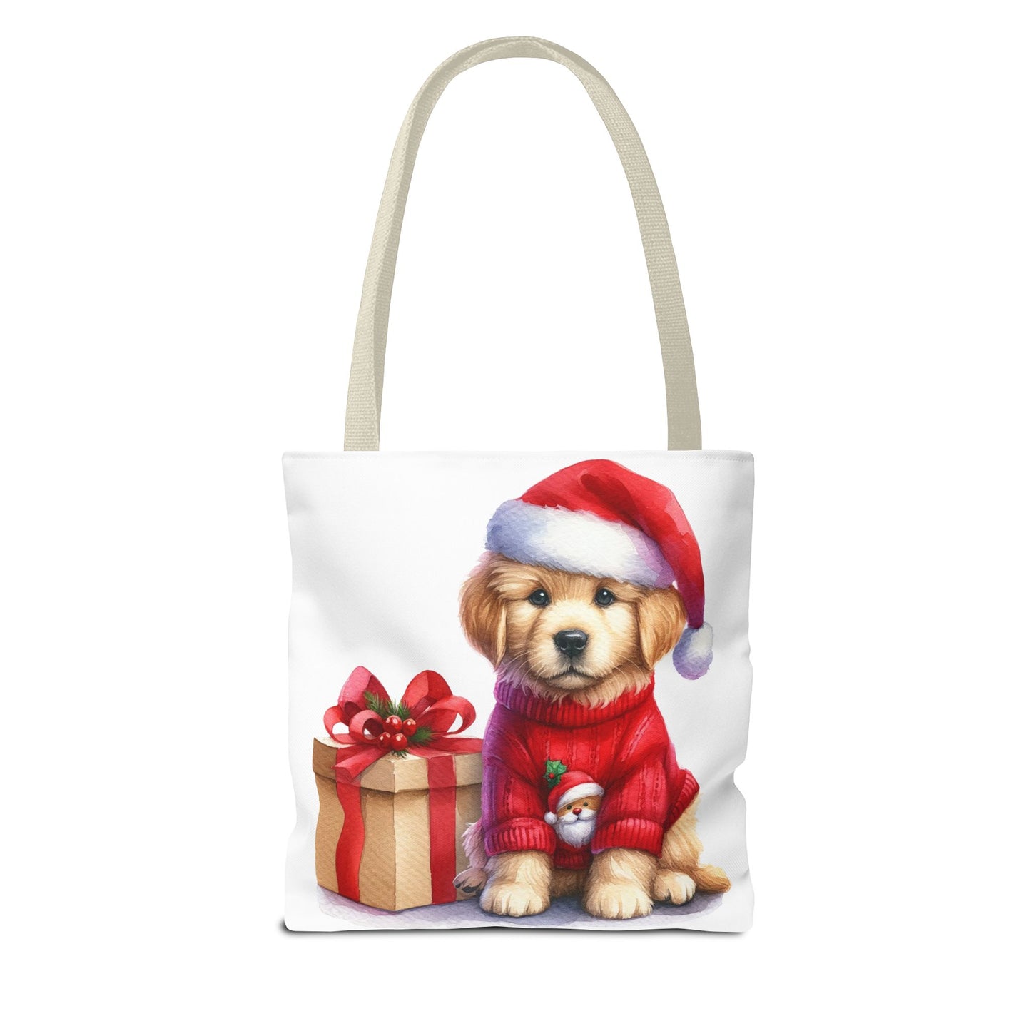 🎄 Golden Retriever Puppy Christmas Tote Bag – Festive Charm for Dog Lovers 🐶