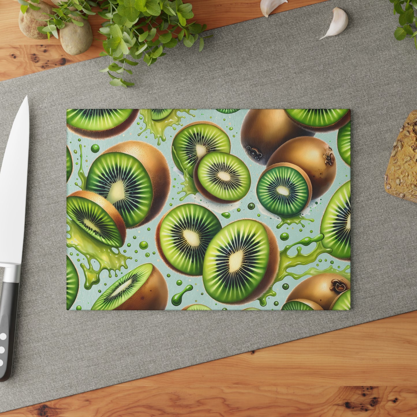Tabla de cortar Kiwi Splash: Delicias verdes y picantes para tu cocina