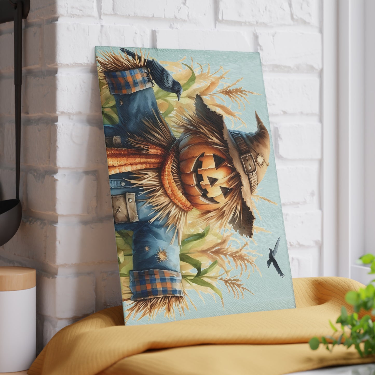 ๐ Pumpkin Scarecrow Cutting Board โ Rustic Harvest Charm for Your Kitchen ๐พ