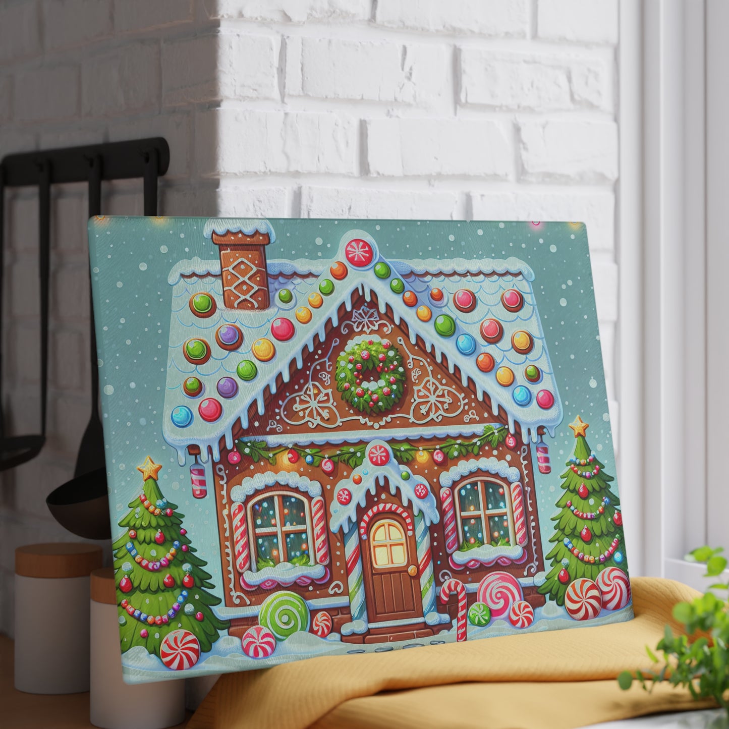 🏠 Gingerbread House Cutting Board – Sweet Holiday Charm for Your Kitchen