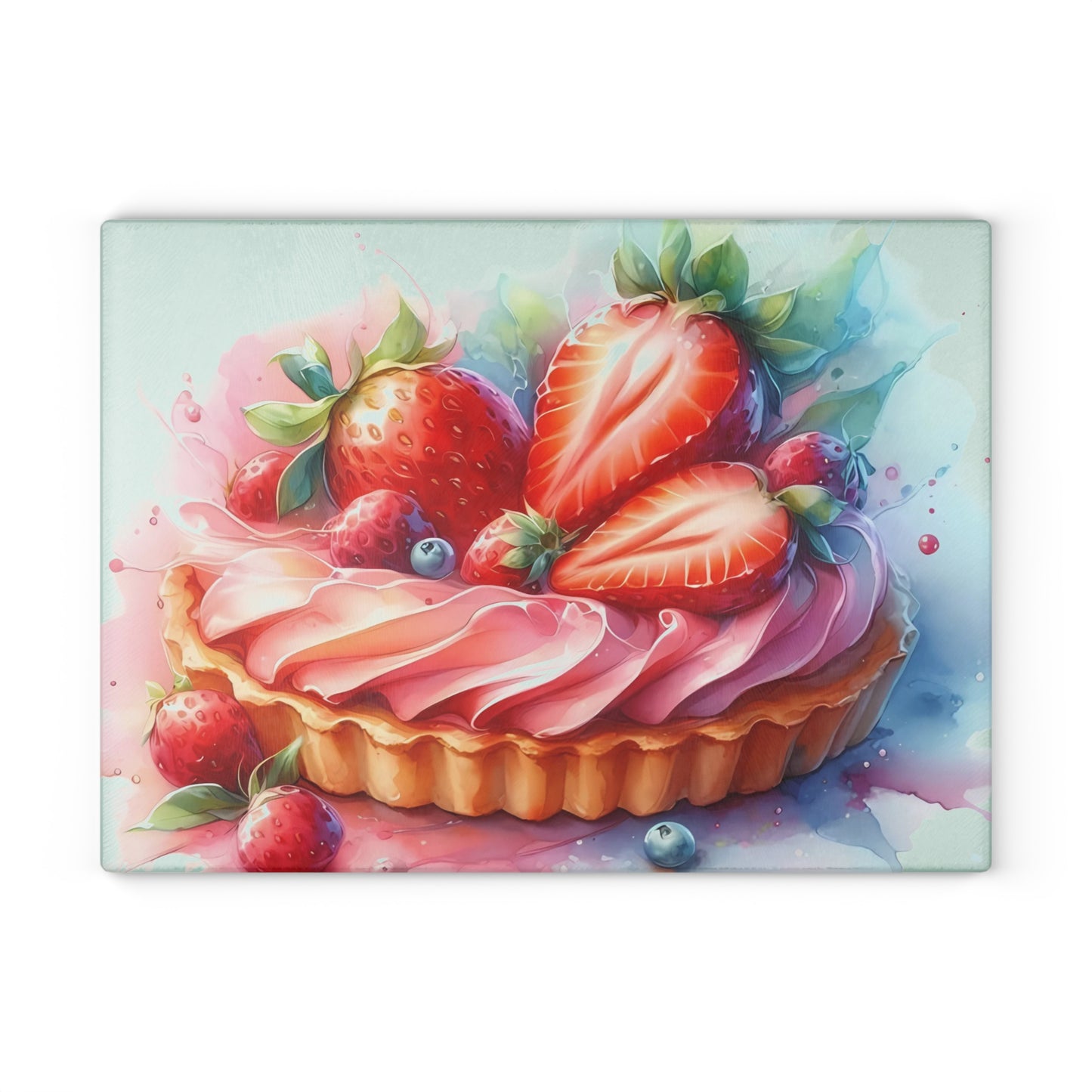 🍓 Strawberry Tart Cutting Board – Sweet & Juicy Dessert Art for Your Kitchen Display
