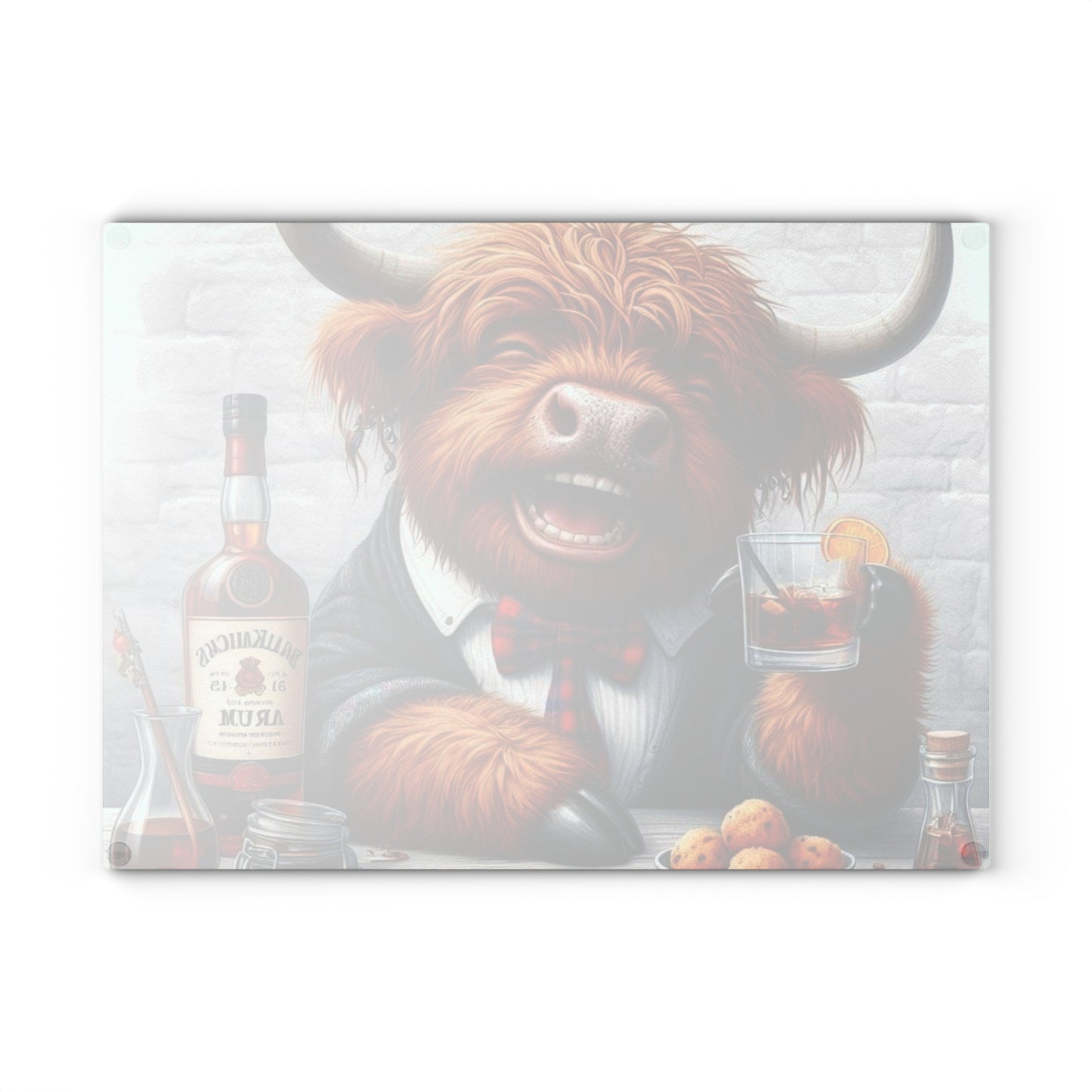 Tabla de cortar de vaca de las Tierras Altas, tabla de cortar de vidrio templado, tabla de charcutería, tabla de cortar, regalo de inauguración de la casa, tabla de cortar personalizada