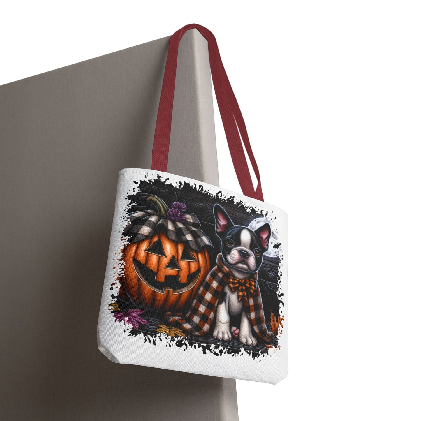 🎃 Boston Terrier Halloween Tote Bag – Spooky Cute with Plaid Style 🐾🖤👜