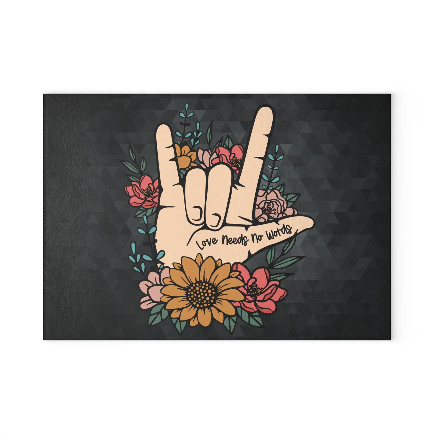 "I Love You Sign Language Tempered Glass Cutting Board & Display Piece"