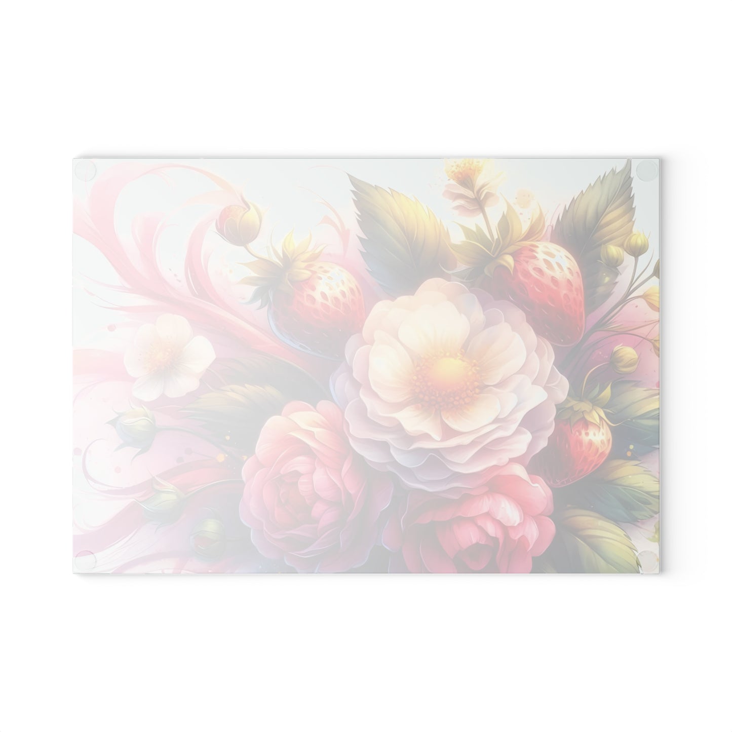🍓🌸 Strawberry Floral Swirl Cutting Board – Elegant Berry Blooms for Your Kitchen