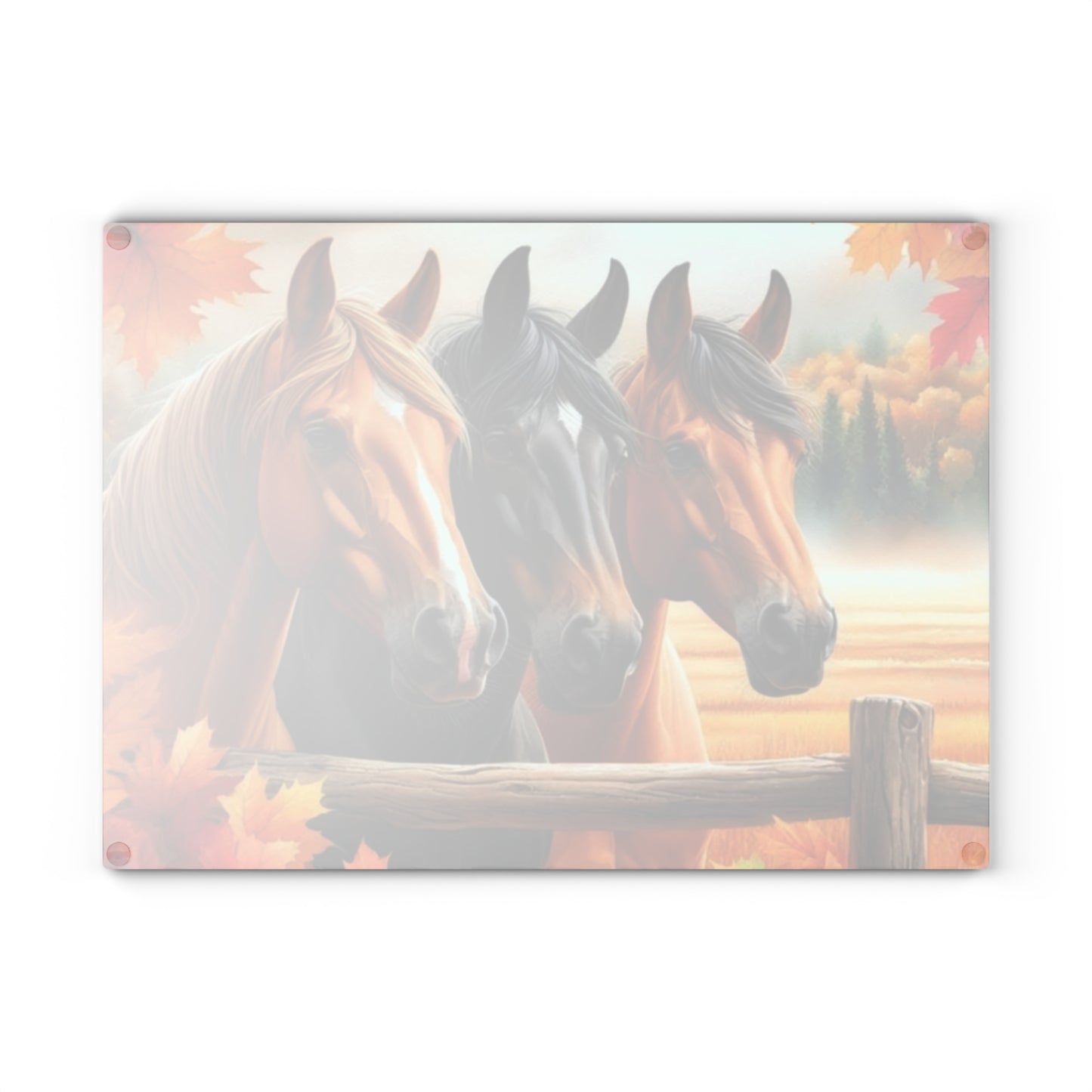 🐴 Autumn Horse Trio Cutting Board – Rustic Farmhouse Beauty 🐴