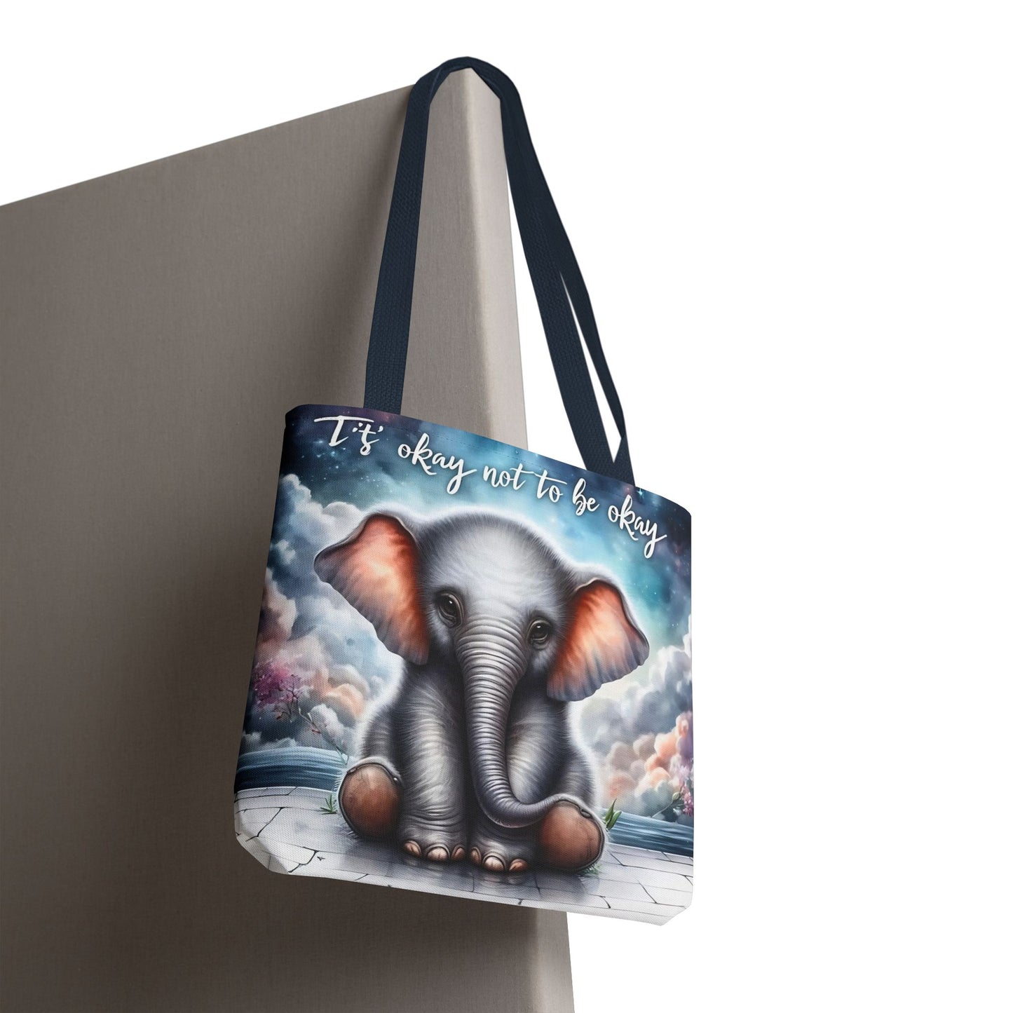 Bolsa de mano con elefante “Está bien no estar bien”: un suave recordatorio con un diseño delicado y caprichoso.