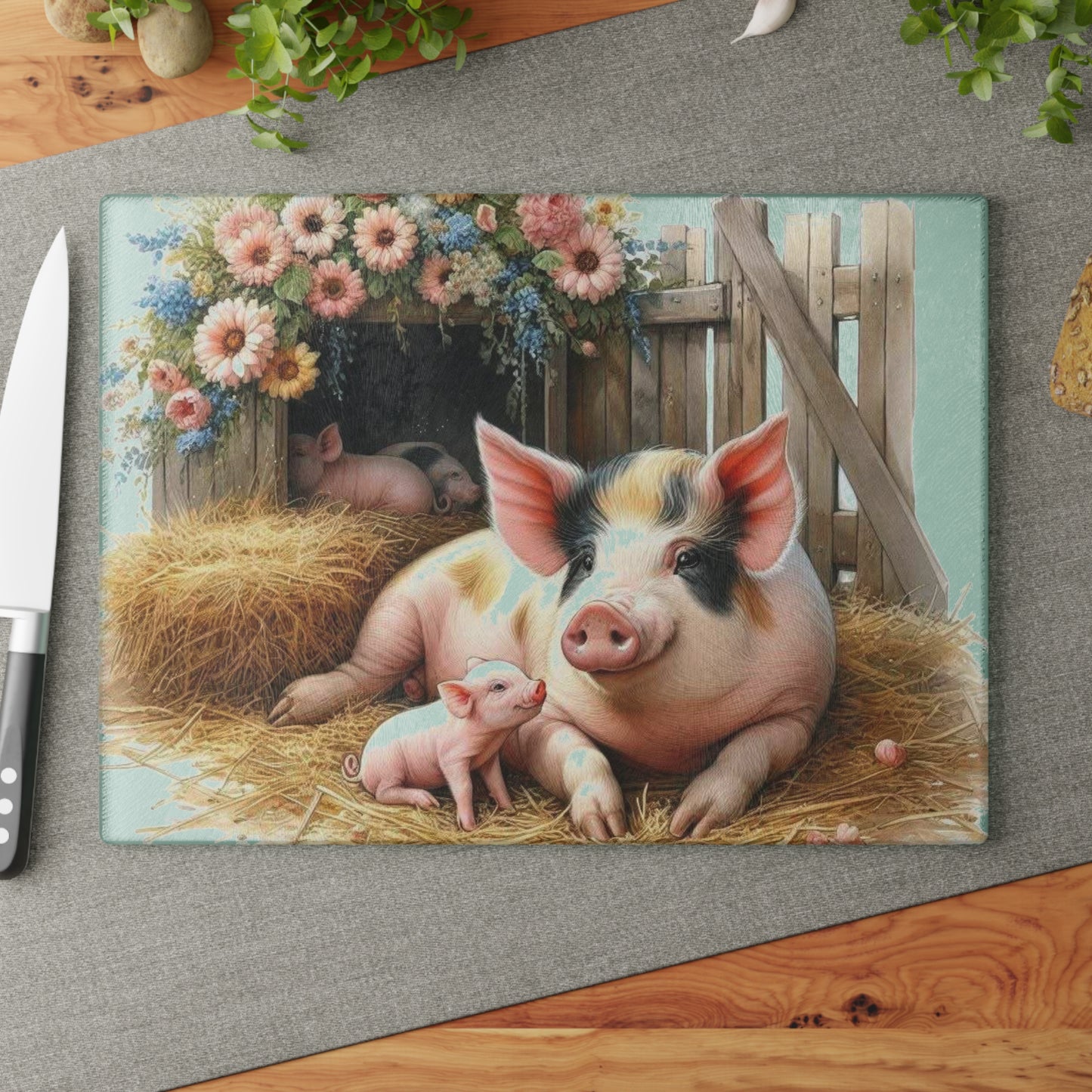 Tabla de cortar de cerdo, amantes de los animales, decoración de granja, accesorios de cocina, regalo único, tabla de charcutería, tabla de cortar personalizada, cocinas de cerdo