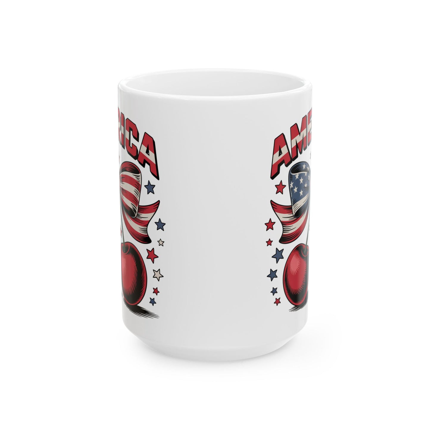 Taza con lazo de cereza de EE. UU. y el 4 de julio
