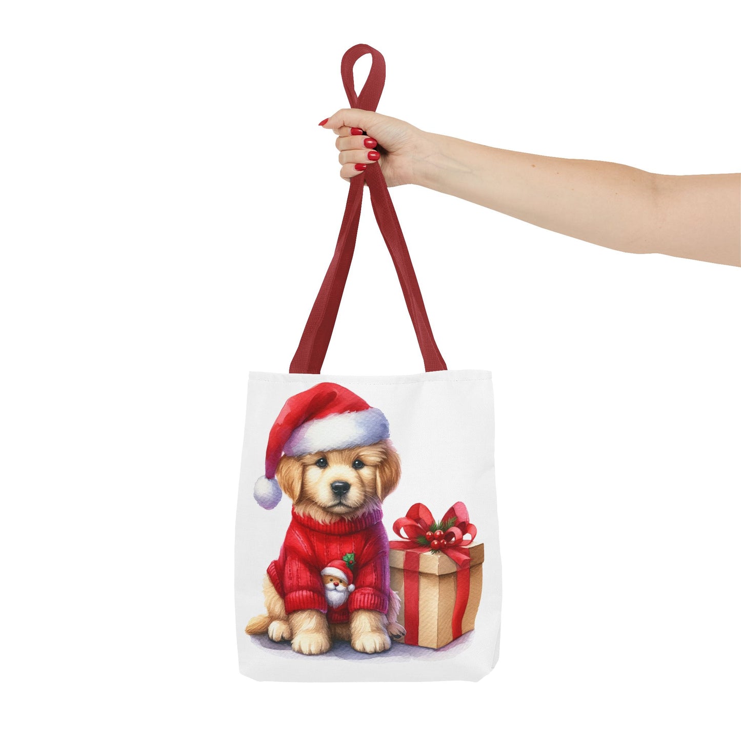 🎄 Golden Retriever Puppy Christmas Tote Bag – Festive Charm for Dog Lovers 🐶