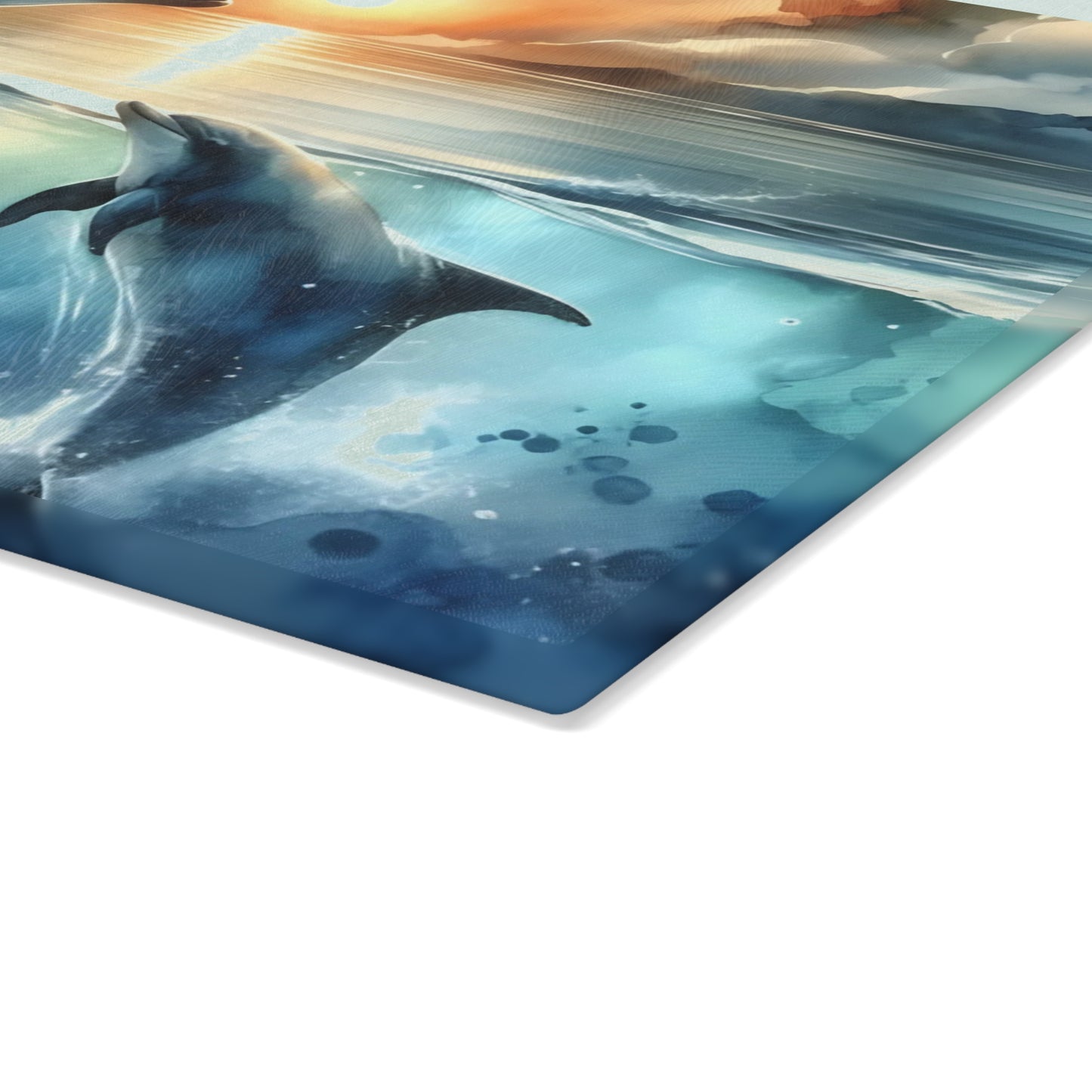 🌊🐬 Ocean Sunset Dolphins Cutting Board – Coastal Elegance for Your Kitchen 🐬🌊