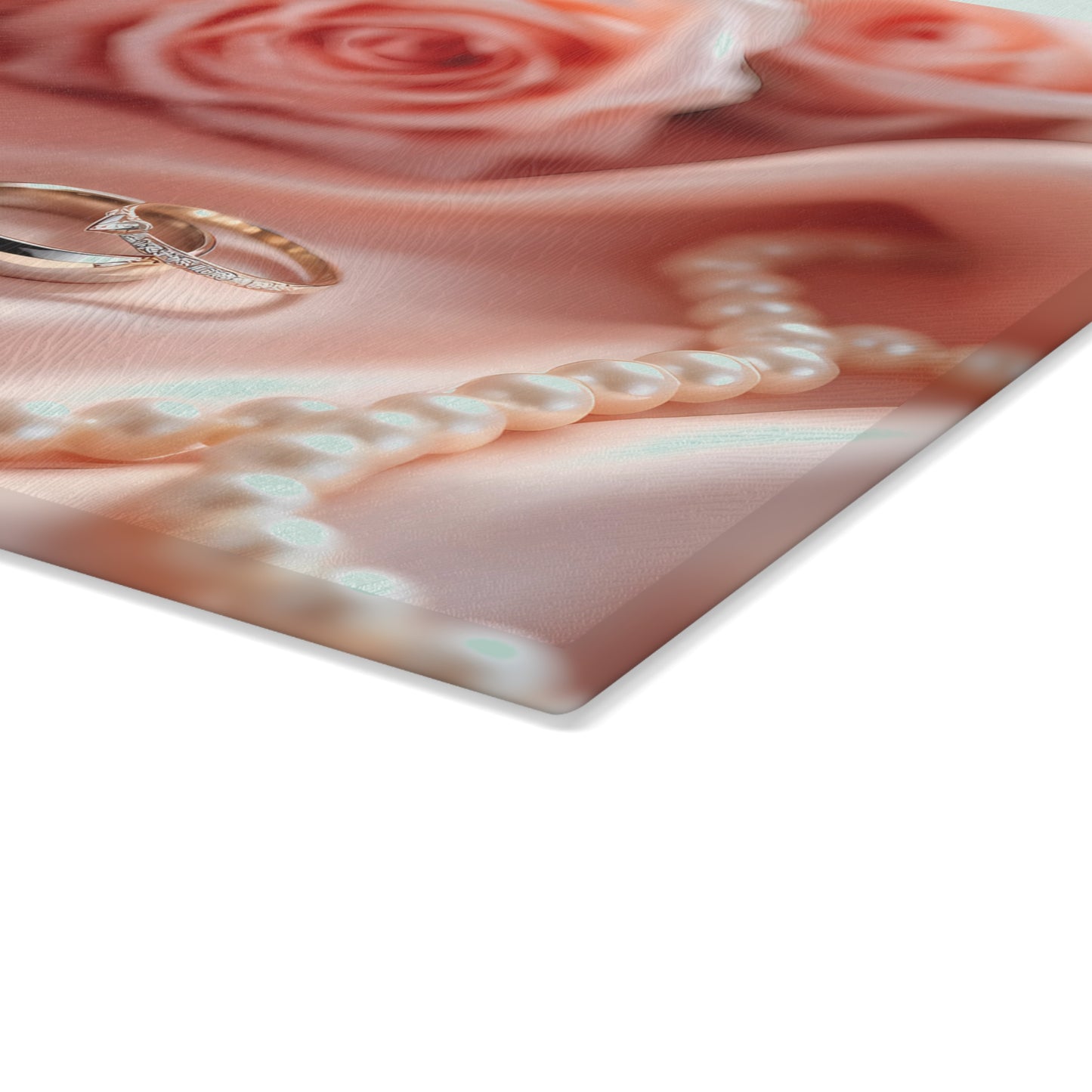 💍 Elegant Wedding Rings Cutting Board – Romance, Roses & Timeless Charm