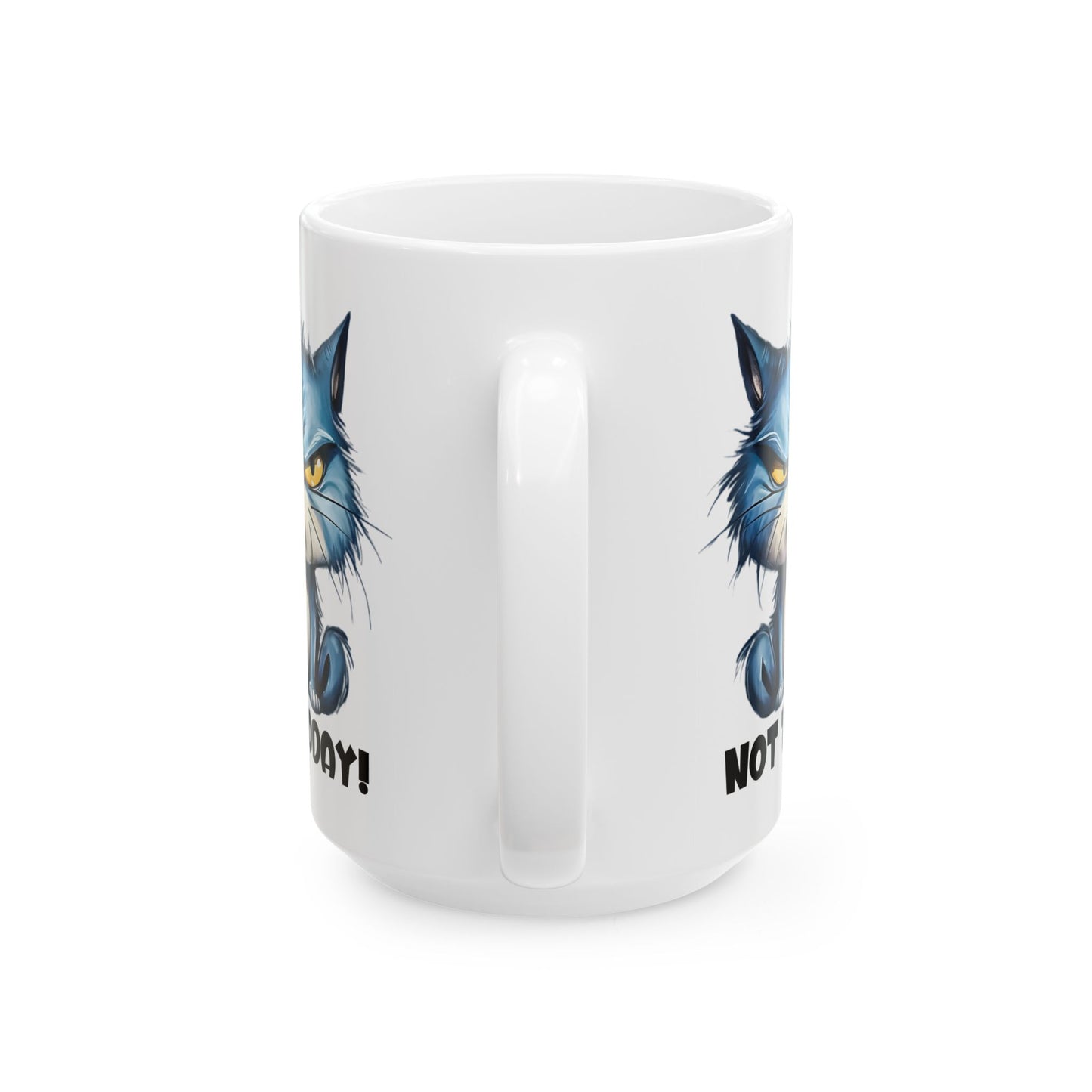 😾 Hoy no – Taza de gato azul gruñón para mañanas de buen humor