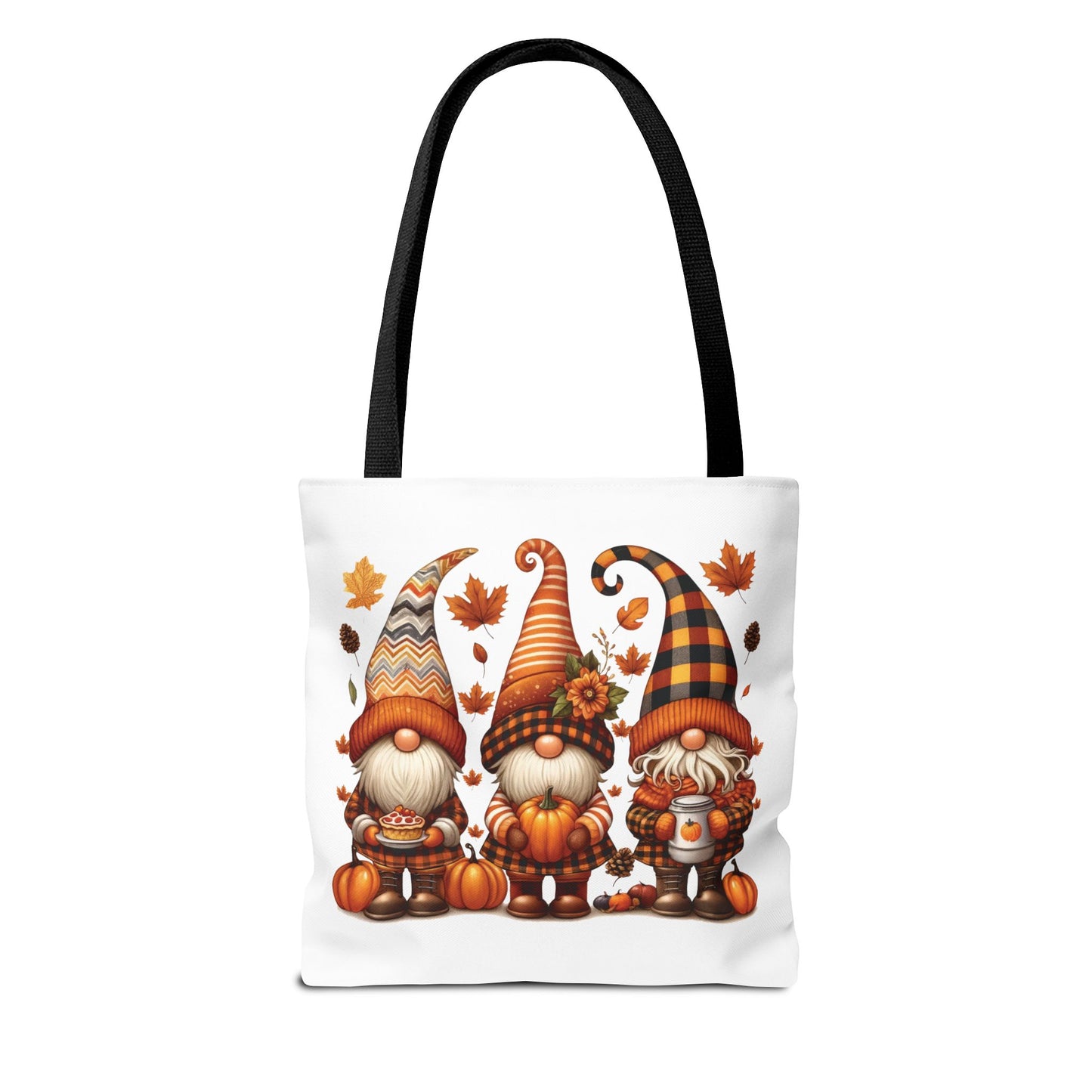 🍁 Autumn Gnome Trio Tote Bag – Cozy Fall Charm with Pumpkin Spice Magic