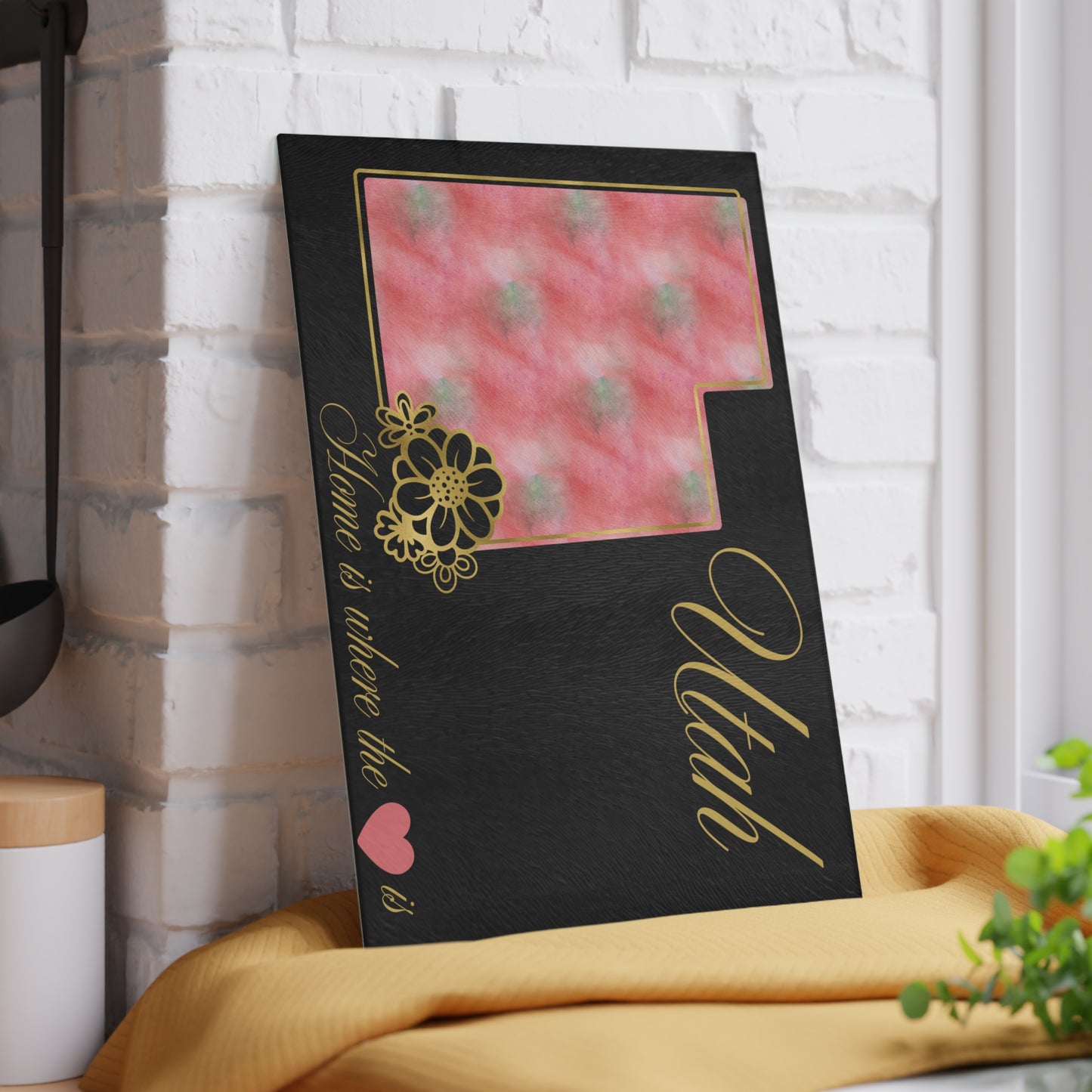 🌺 Utah Floral State Cutting Board – Canyon Blush Elegance in Every Slice 🌄