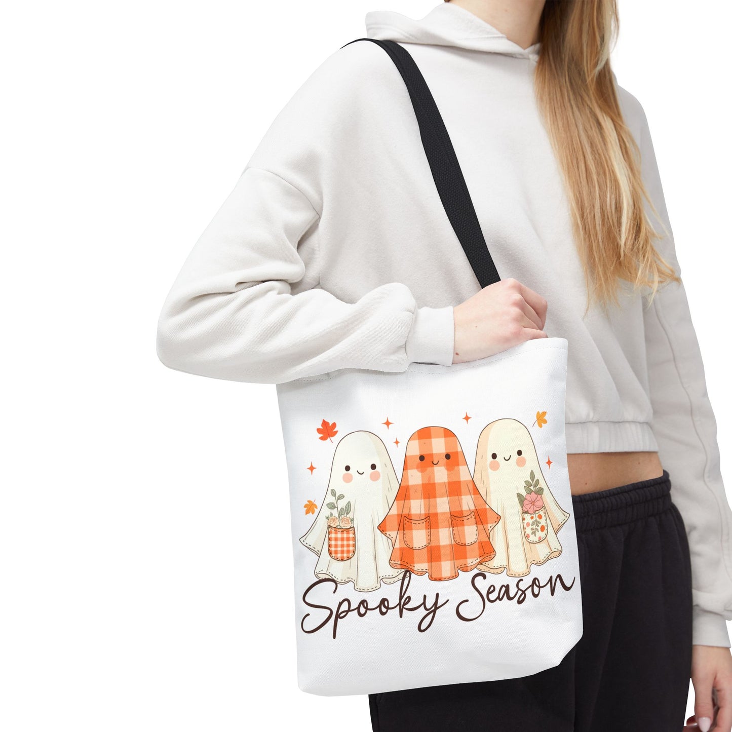 ๐ป Spooky Season Ghost Friends Tote Bag โ Cozy Fall Vibes with a Cute Twist ๐๐