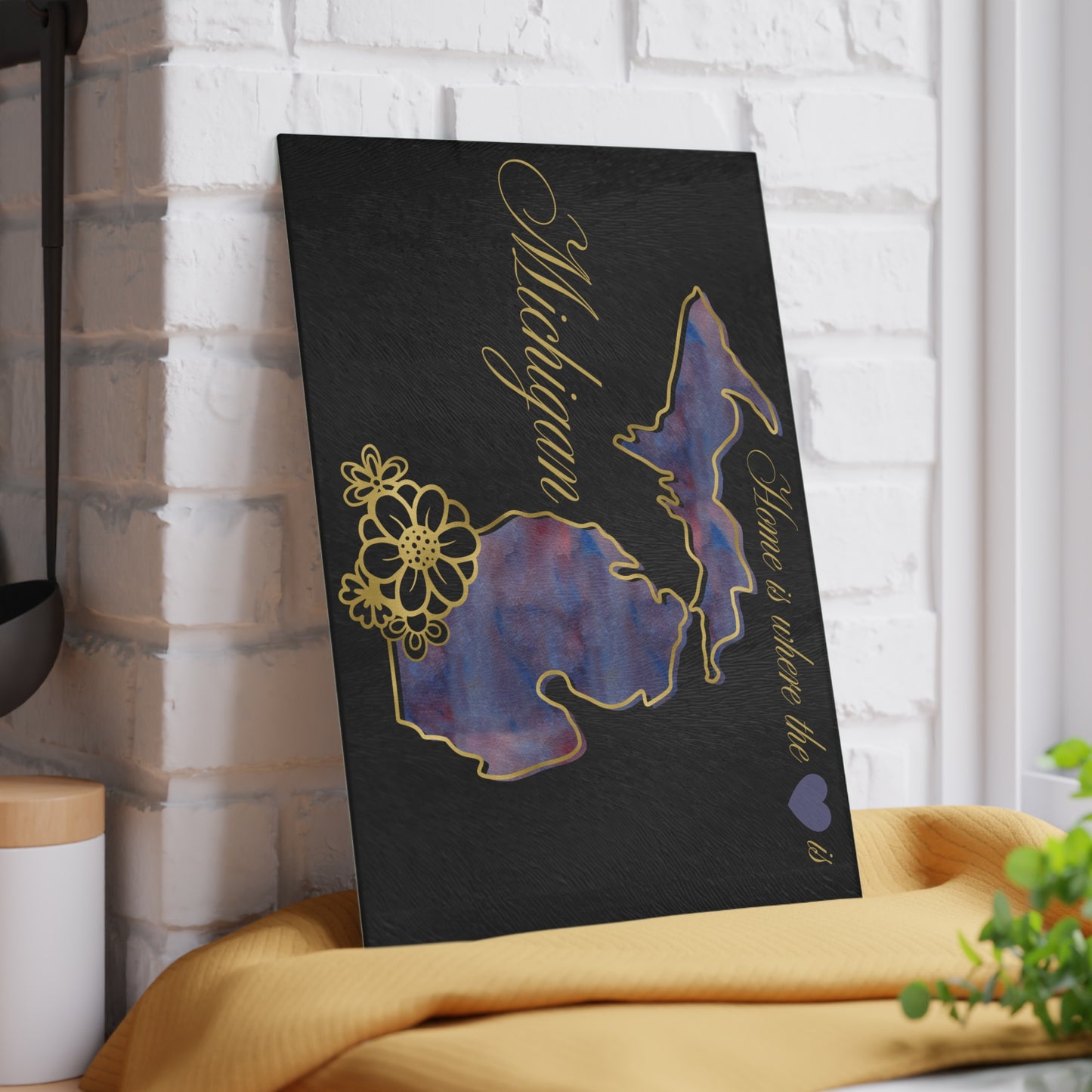💜 Michigan Floral Cutting Board – Bold Lakeside Beauty with Artistic Elegance 🌺
