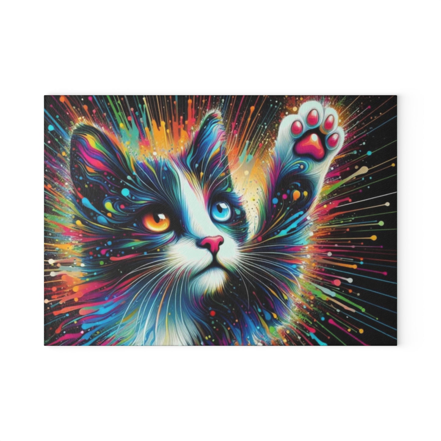 🐾 Rainbow Cat Cutting Board – Psychedelic Feline Art That Pops in Your Kitchen