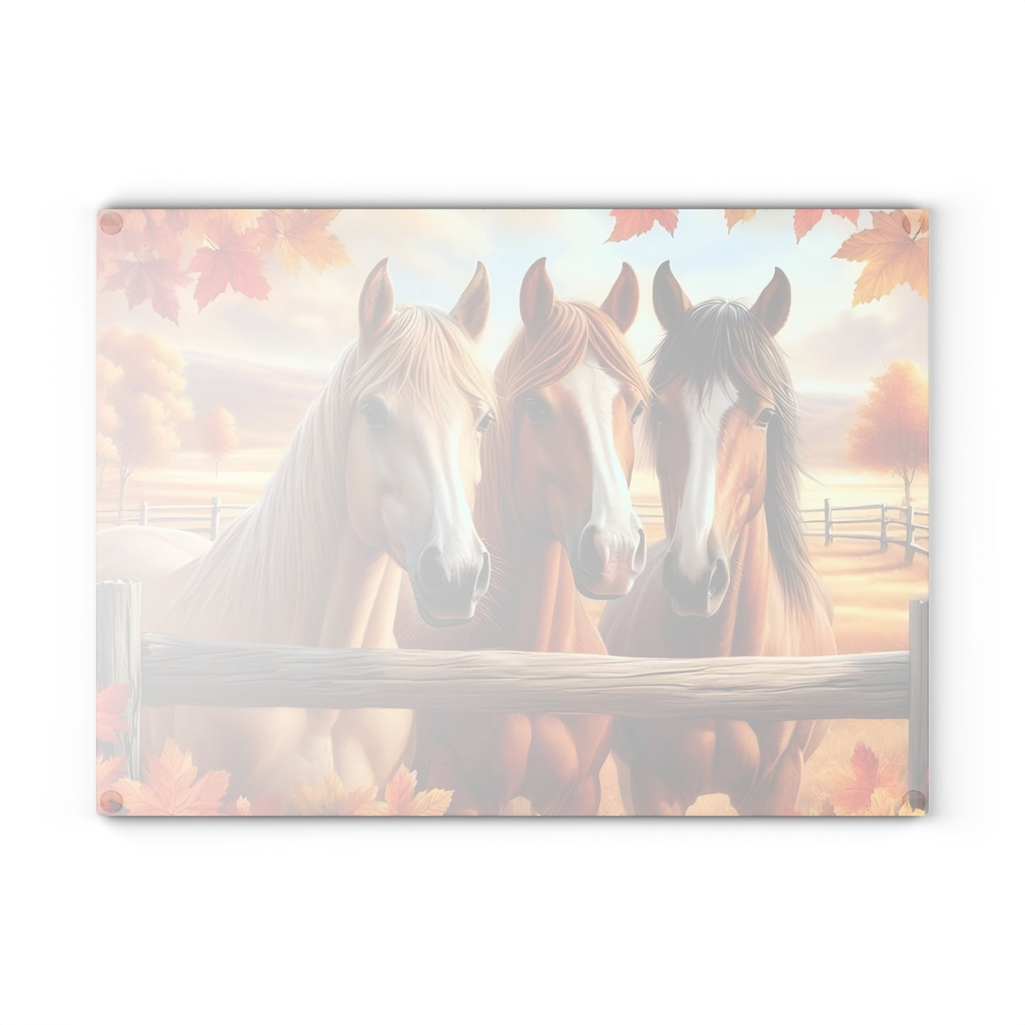 🐴 Autumn Pasture Horses Cutting Board – Rustic Elegance for Your Kitchen 🍂