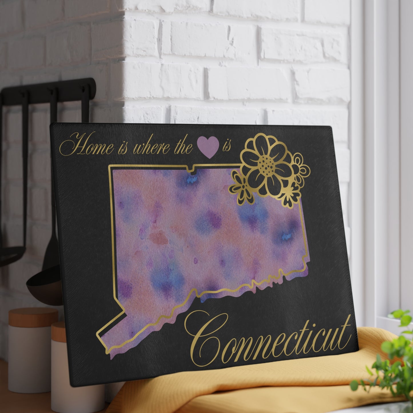 🌸 Connecticut Floral State Cutting Board – Elegant East Coast Charm for Your Kitchen 💜