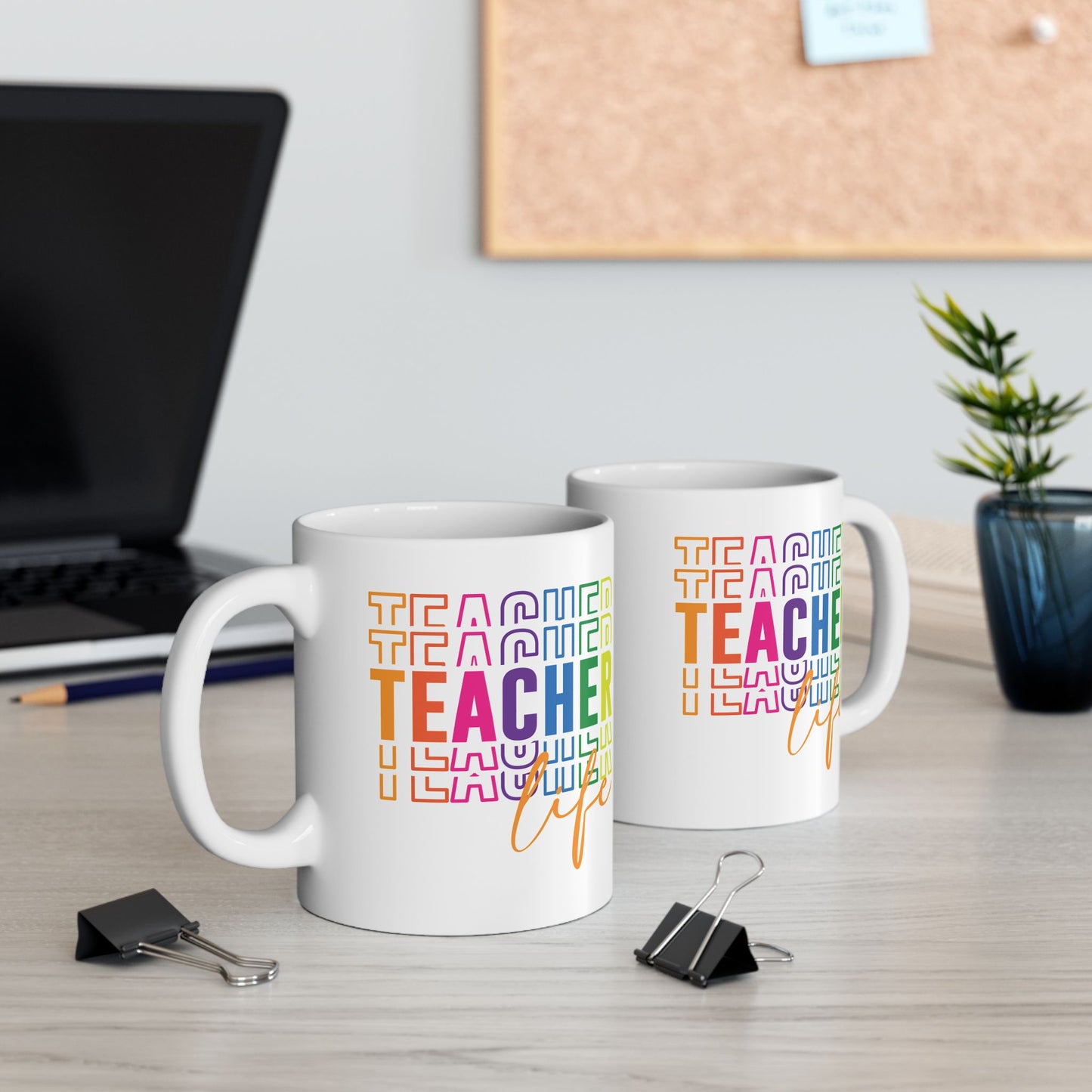 🍎 Teacher Life Rainbow Mug – Bold, Bright & Perfect for Educators 🌈☕