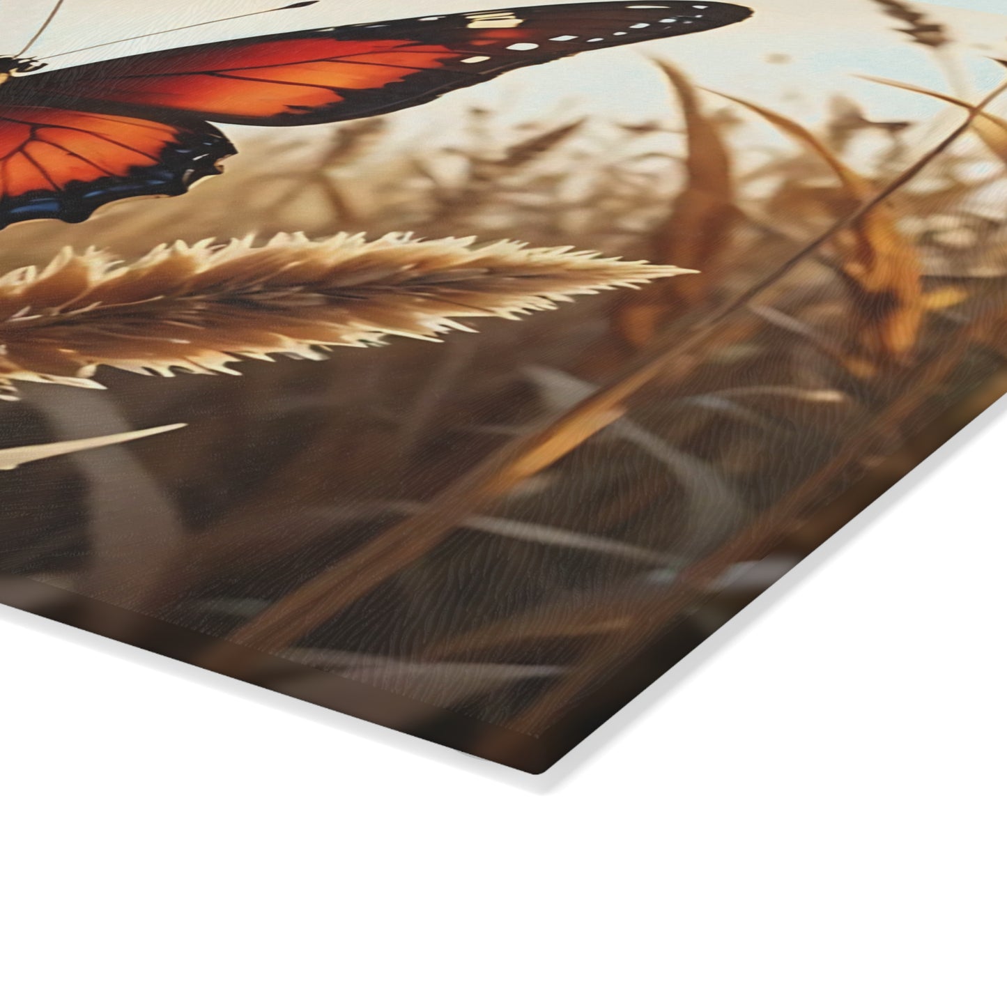Hermosa tabla de cortar de vidrio con forma de mariposa, decoración de mariposas, tabla de cortar, decoración de cocina, arte de cocina, tabla para servir, regalo de pavo real, regalo de mariposa, tabla de cortar floral
