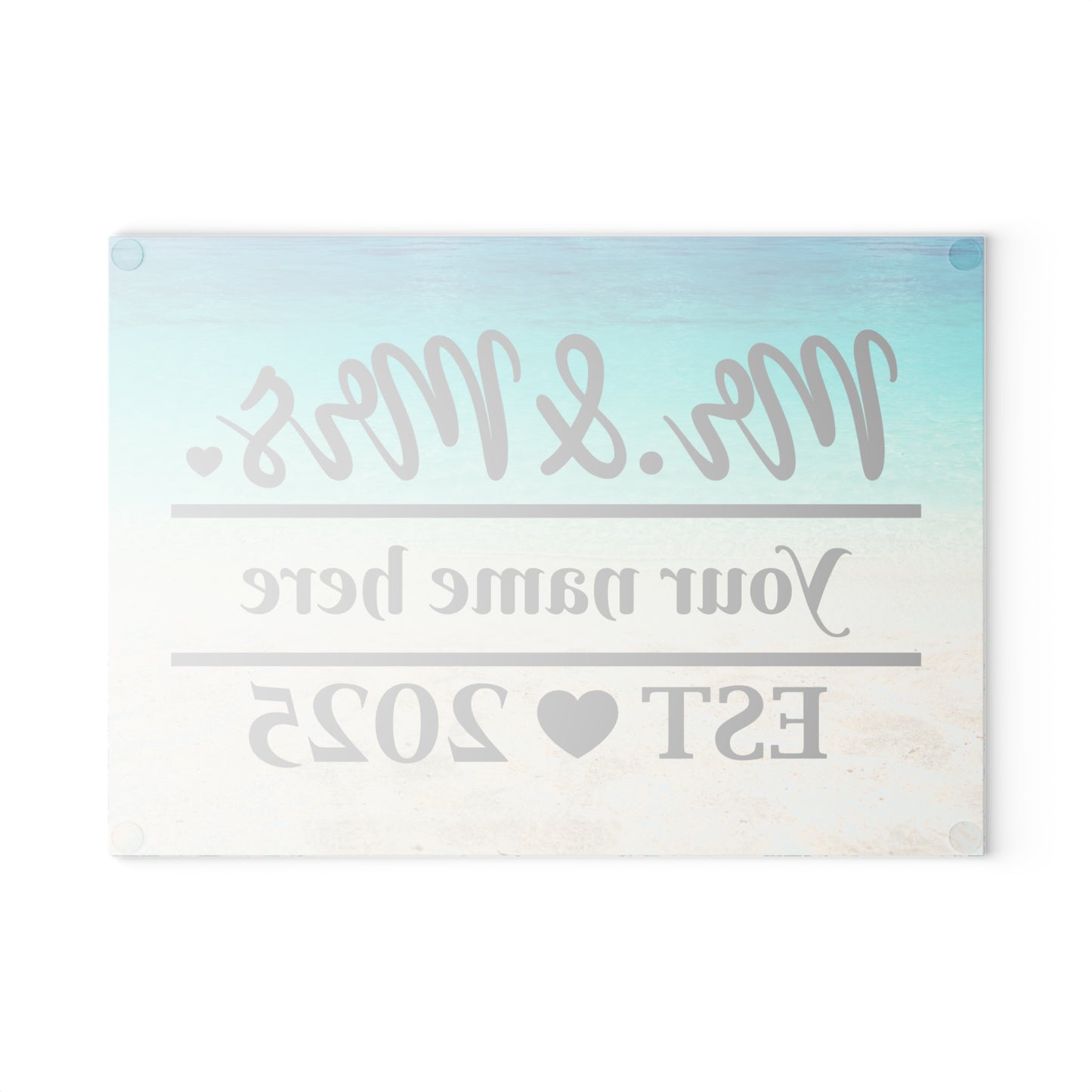 Tabla de cortar turquesa "Sr. y Sra." - Regalo de boda personalizado con nombre y año