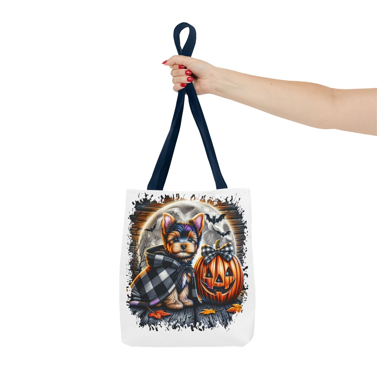 ๐ Yorkie Halloween Tote Bag โ Spooky Cute & Plaid Perfect ๐พ๐ค๐