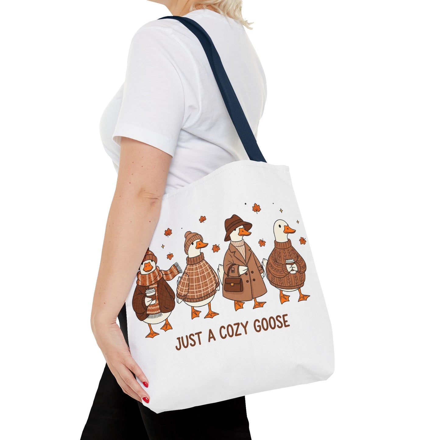 🪶 Just a Cozy Goose Tote Bag – Fall Fashion with Feathered Charm