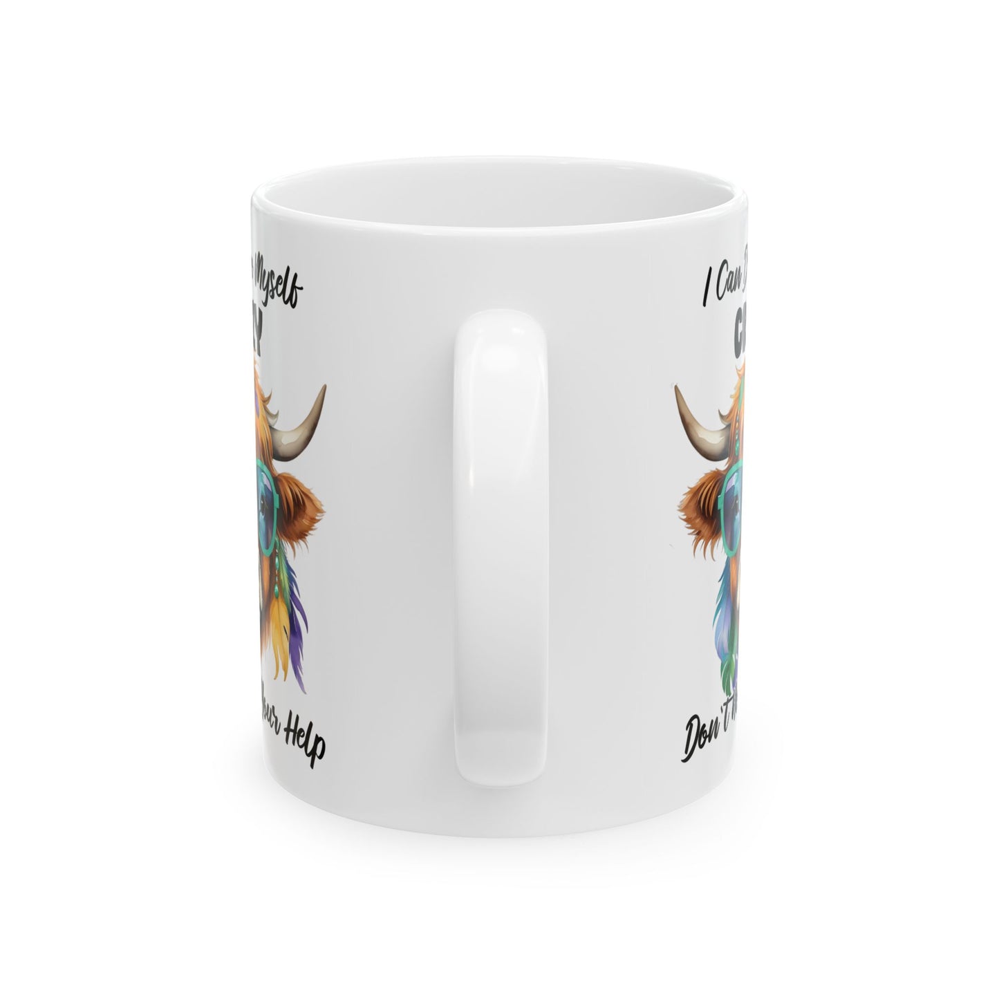 🐄 No necesito tu ayuda – Taza de café con una vaca de las Highlands atrevida 🕶️