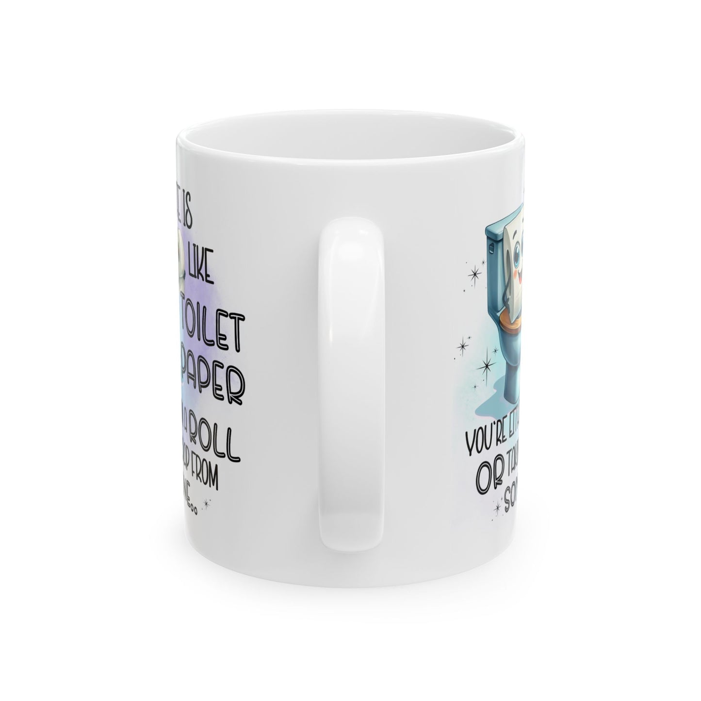 Taza de café "La vida es como el papel higiénico": humor de baño divertidísimo en cada sorbo